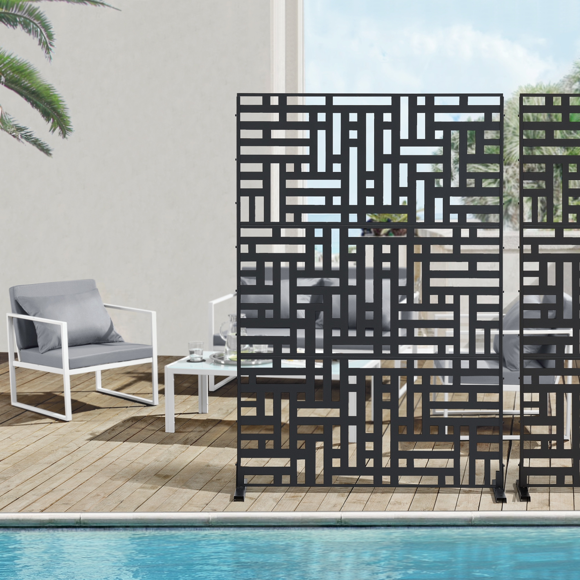 Pannello Divisorio Bernalda Struttura Traforata in Acciaio 180 x 120 cm Nero casa.pro