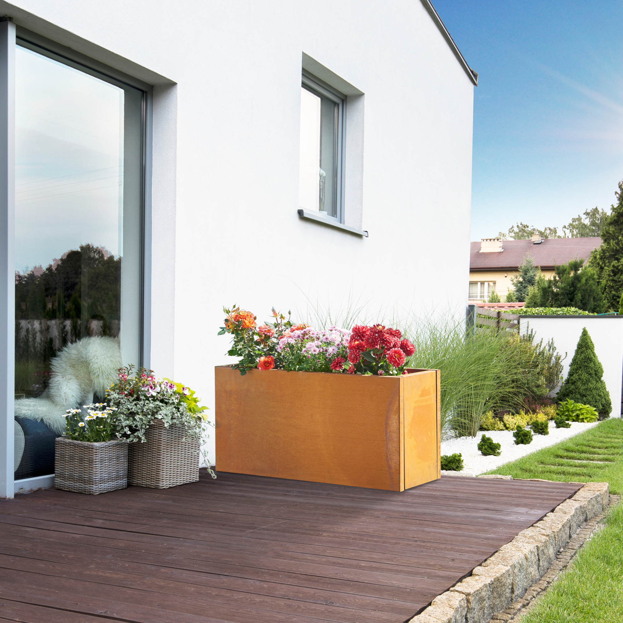 Fioriera Vaargel in Acciaio Portafiori 40x80x30 cm - Marrone Ossidato casa.pro