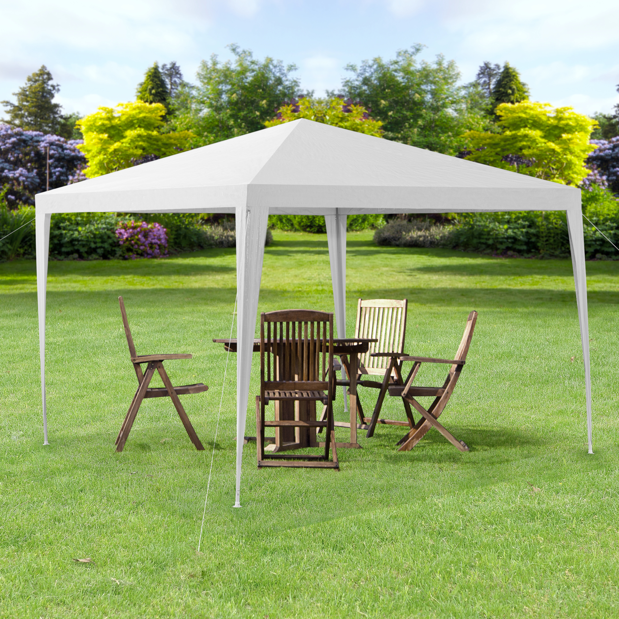 Marktstand Pavillon Partyzelt Gartenpavillon Regenschutz 3x3m Weiß