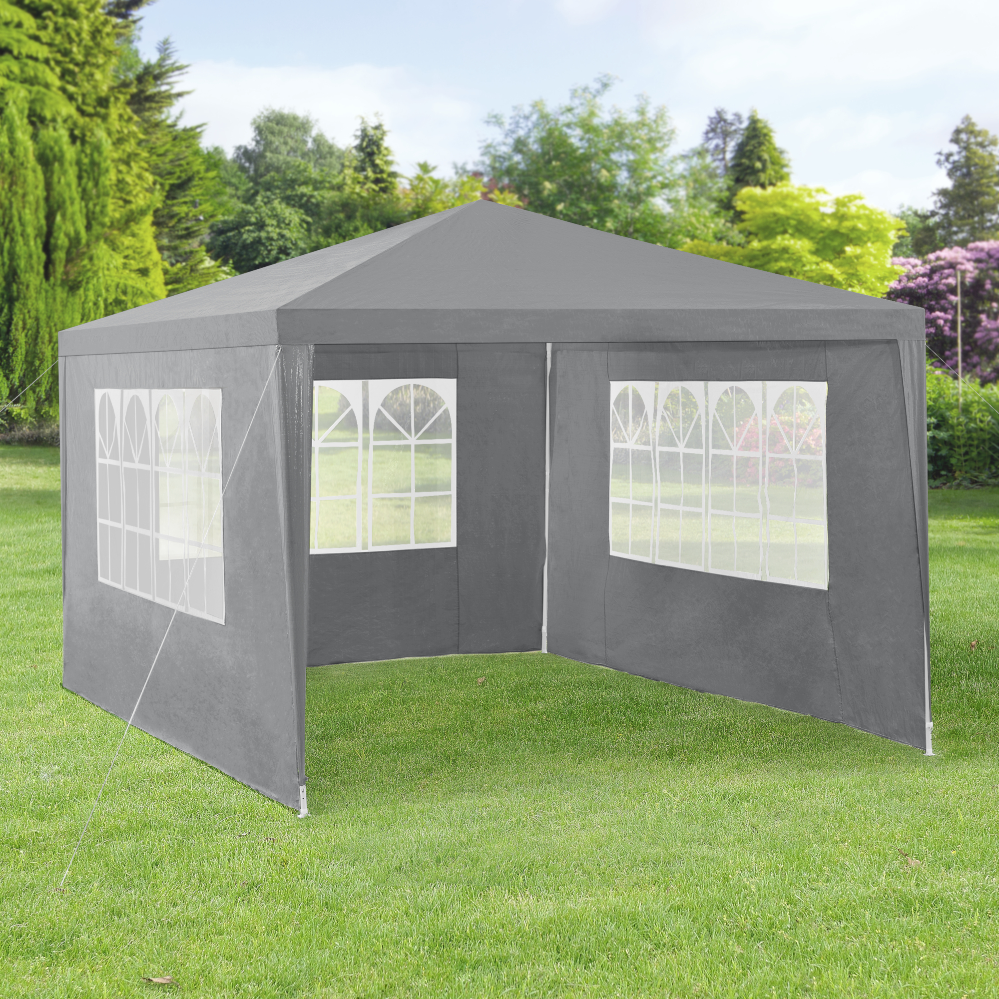 Pavillon 3x3m Gartenzelt Partyzelt Gartenpavillon Bierzelt Festzelt Dunkelgrau