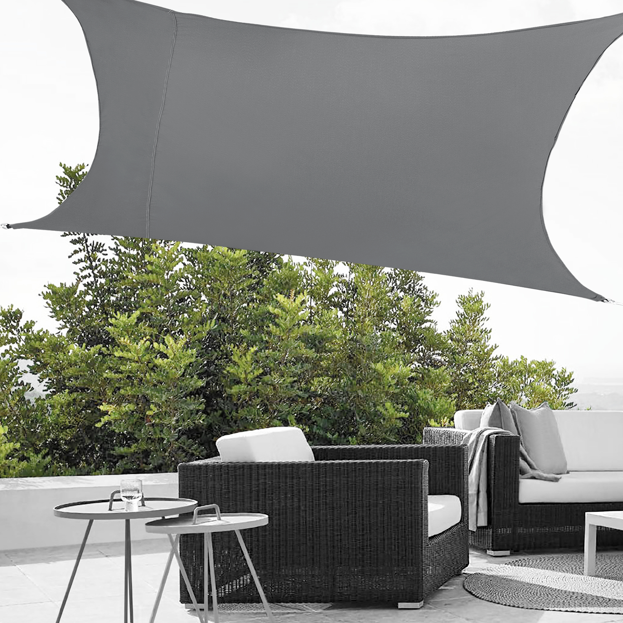Vela Ombreggiante Lerma Tenda Parasole 300x400 cm Grigio Scuro [en.casa]