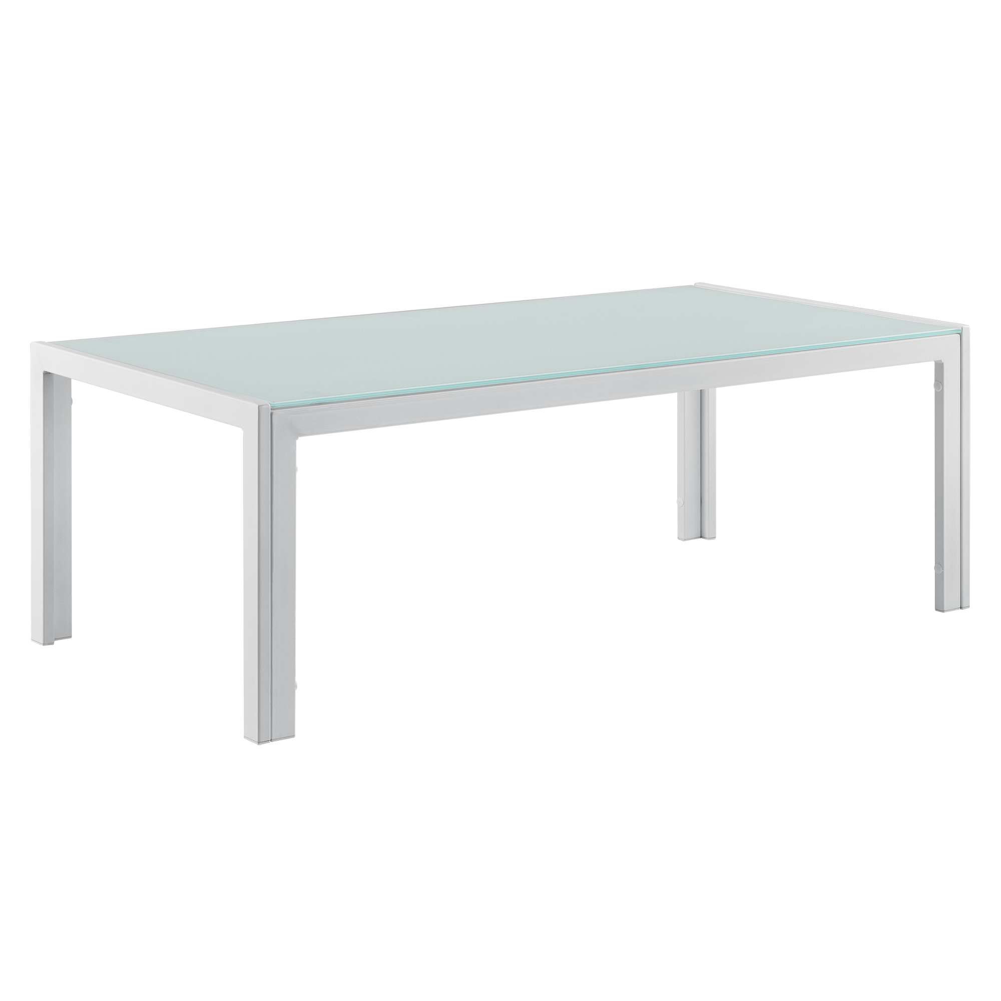 Tavolino da Esterno Lerum con Piano in Vetro 100x50x35 cm Bianco casa.pro