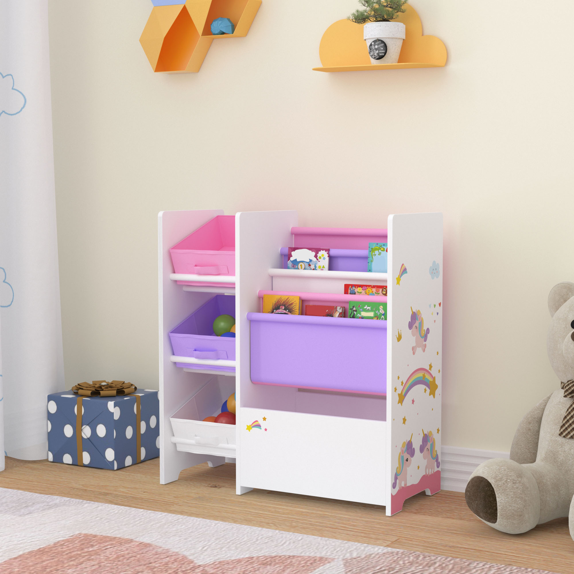 Kinderregal Spielzeugablage Bcherregal Heftablage Comicregal mit Faltboxen  | eBay
