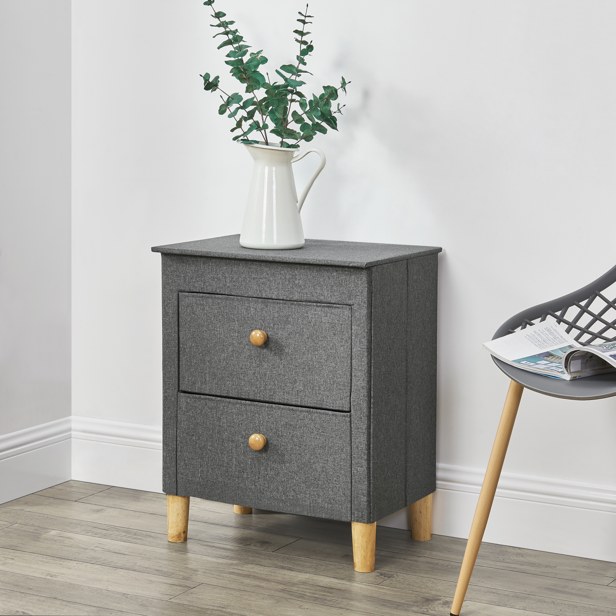 B-WARE Kommode mit 2 Schubladen Konsole Ablage Nachttisch Schrank Vlies