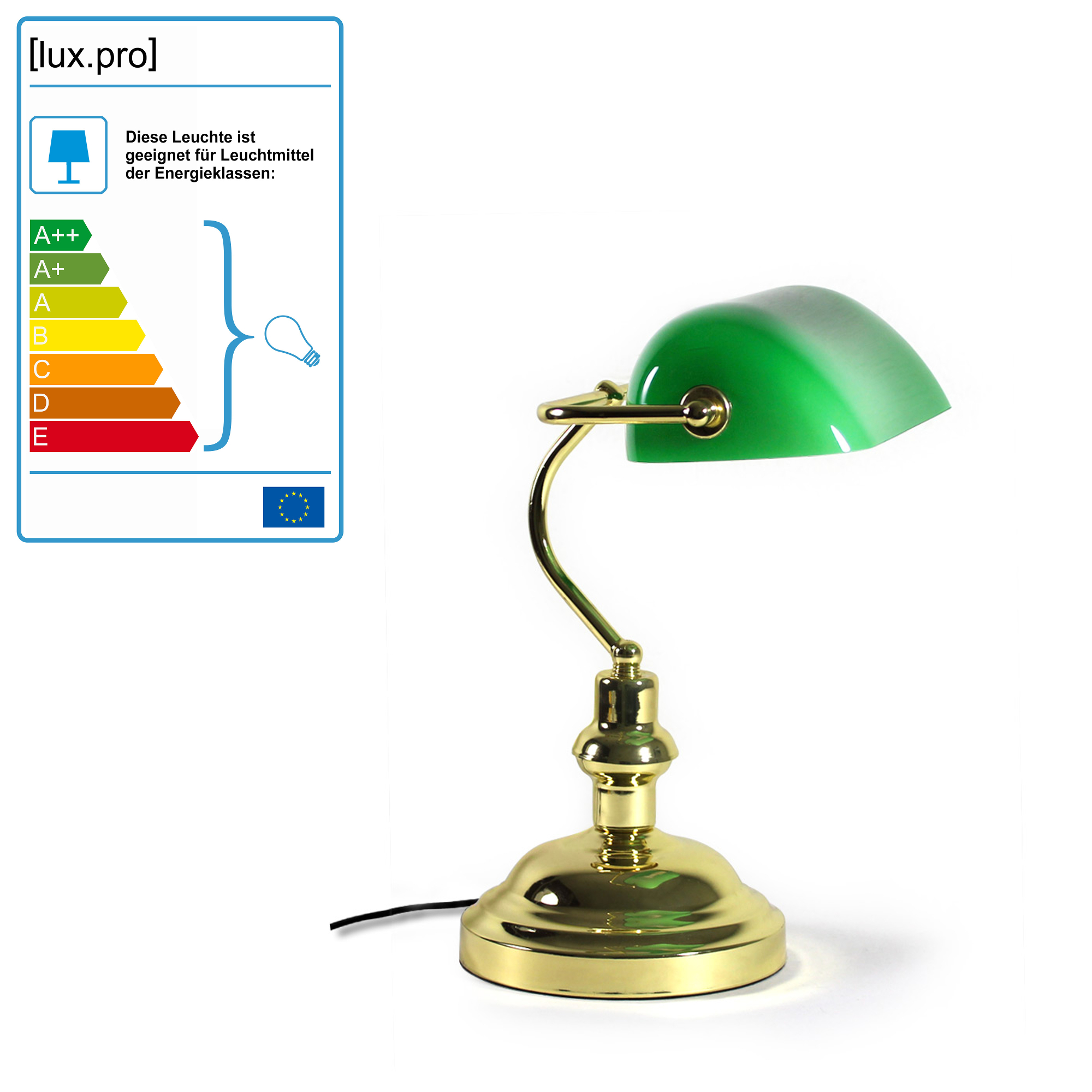 Tischleuchte Tischlampe Schwarz Lampe Leuchte Wohnzimmer 43cmx Ø15cm lux.pro