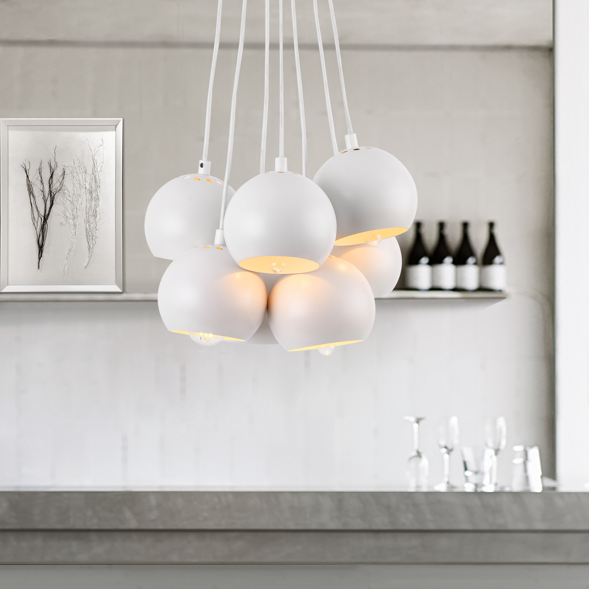 [lux.pro]® Hängeleuchte Metall Deckenleuchte 7-flammig Leuchte Kugel