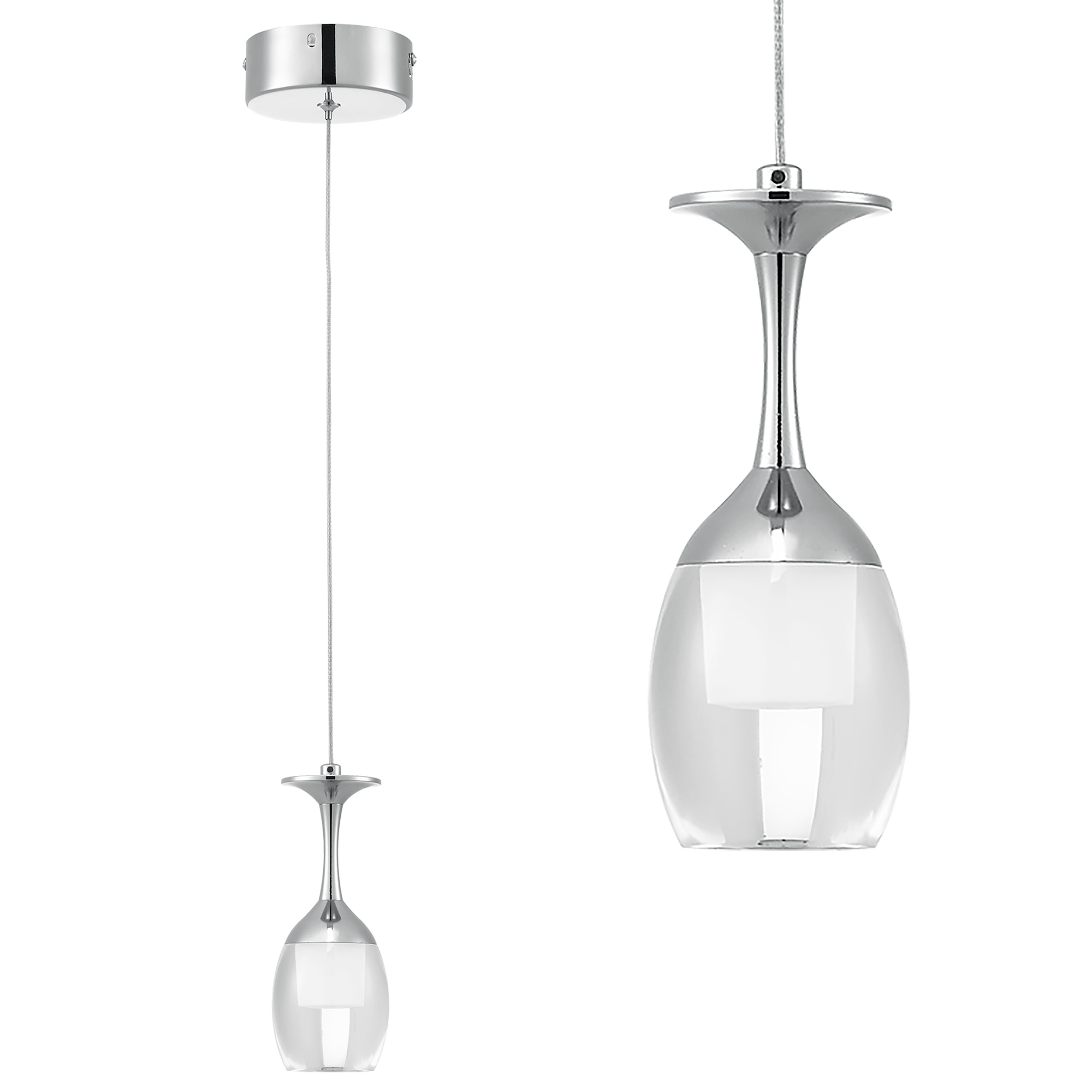 LEDcromadaacerovidrio vino ® colgante pro Detalles blancodiseño Lámpara delux copa Ybgf67y