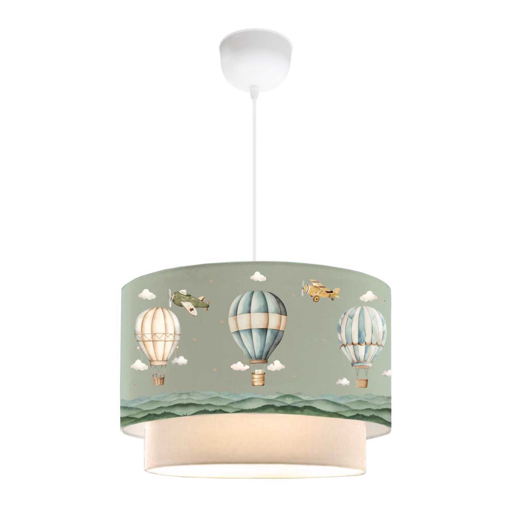Lampada A Sospensione Lurgan Per Cameretta Decorato Con Mongolfiere - Verde Lux.Pro