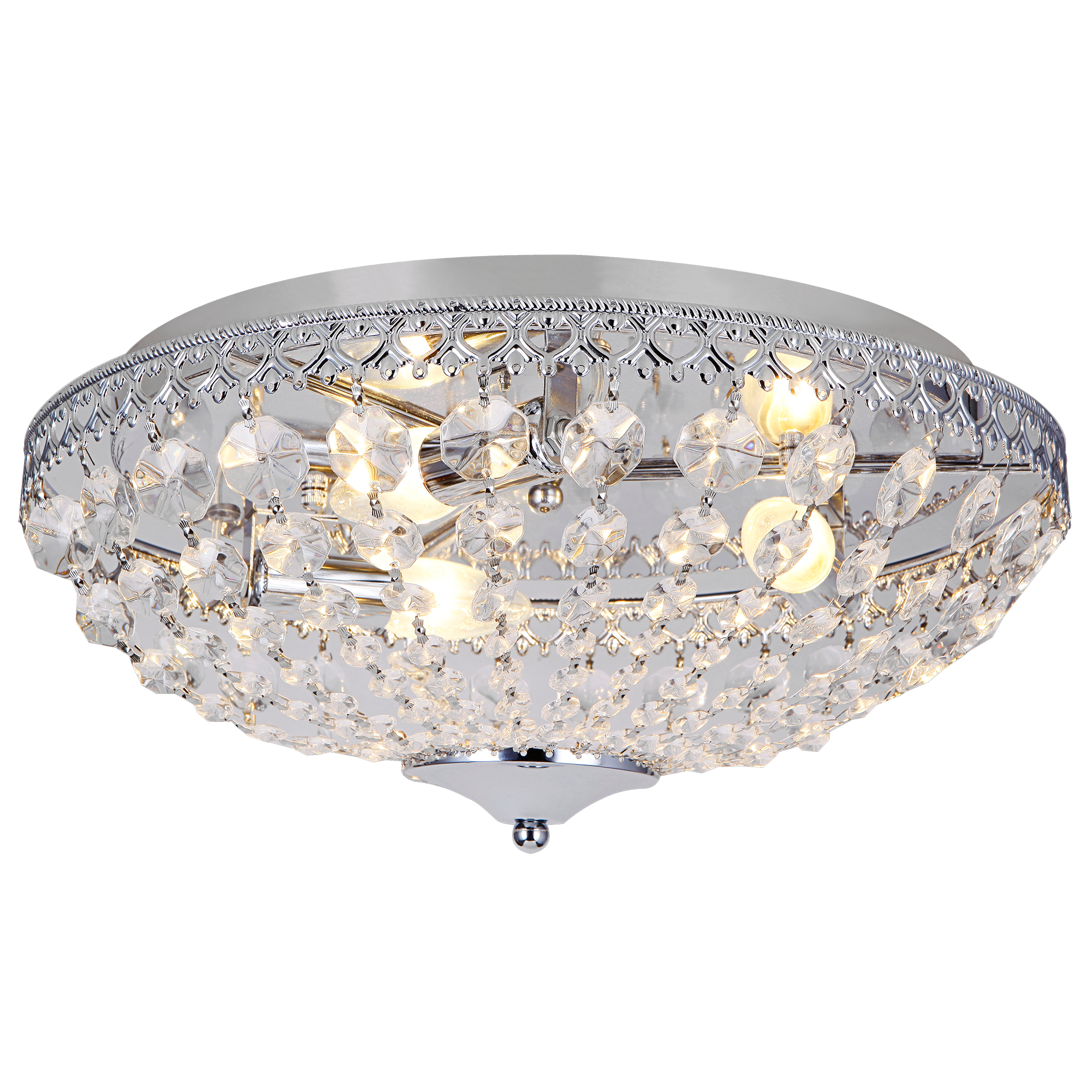 Plafoniera Rotonda Lydia con Cristalli Artificiali Pendenti Ø40 cm Cromo [lux.pro]