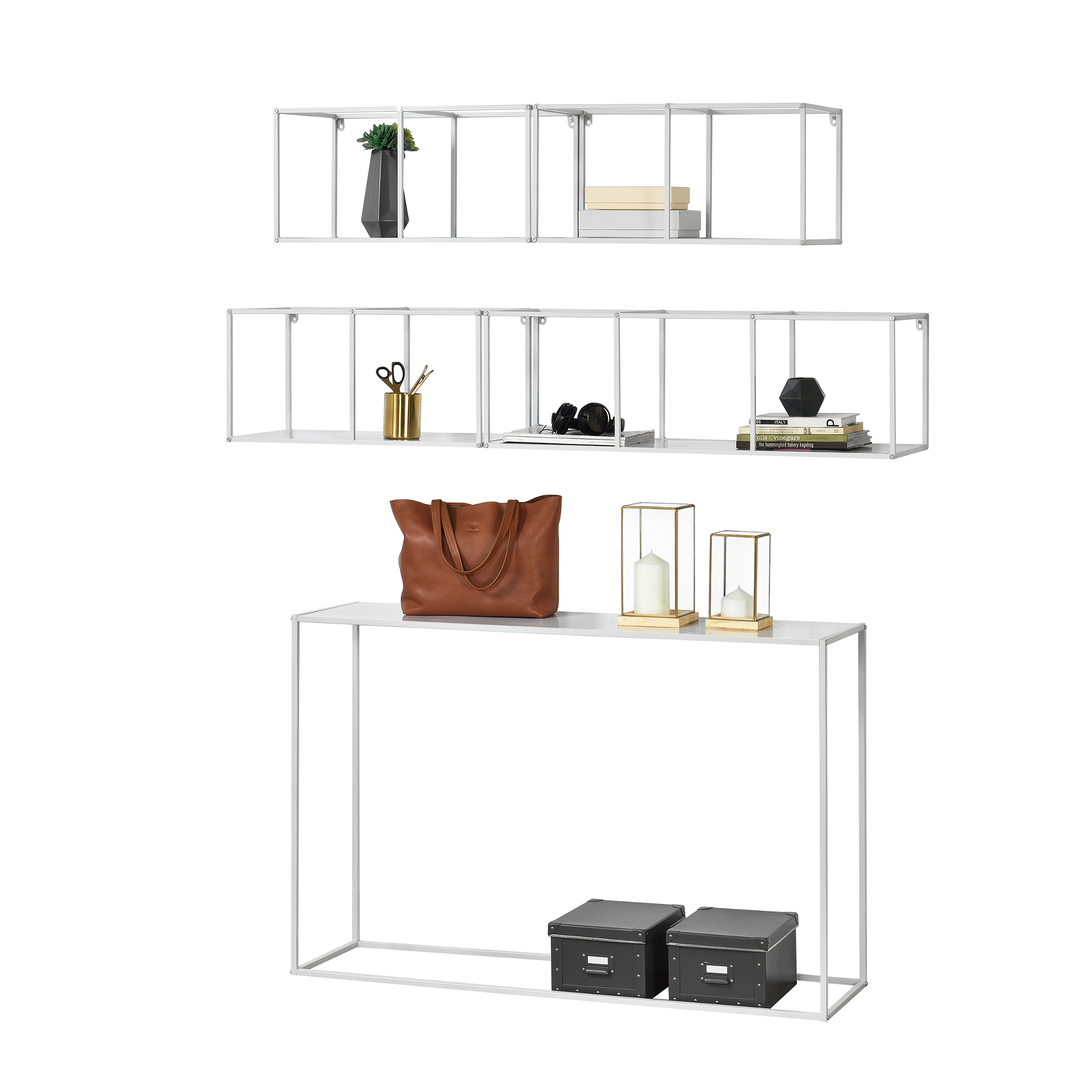 en.casa Konsolentisch + Wandregal Kommode Konsole Ablage Abstelltisch