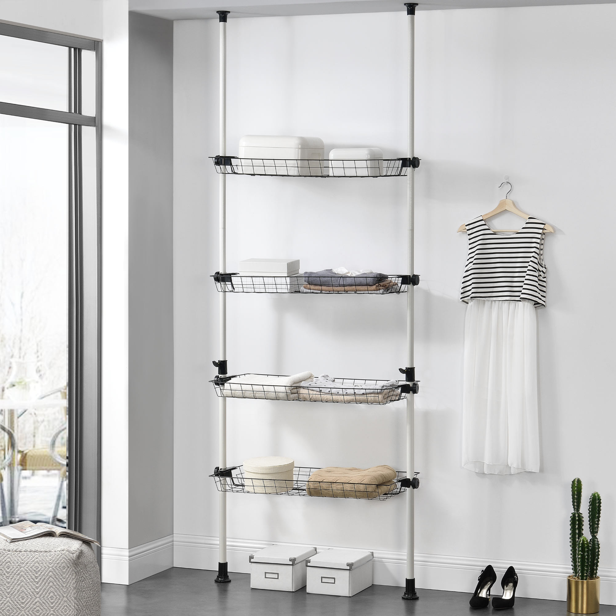 en.casa® Teleskop Regal Ablage Regalsystem Drahtkörbe