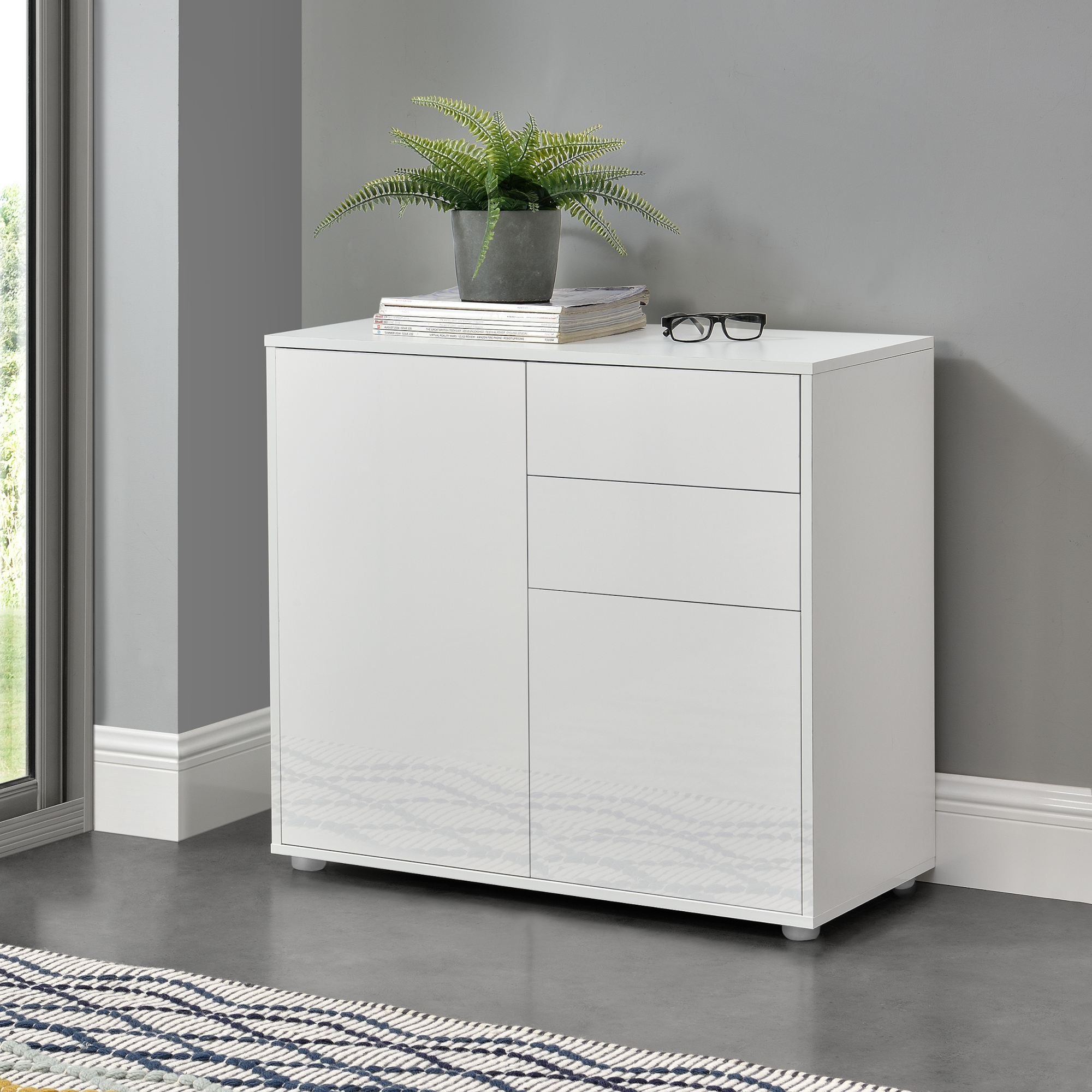 [en.casa] Sideboard Konsole Kommode Wandschrank Wohnzimmerschrank Weiß