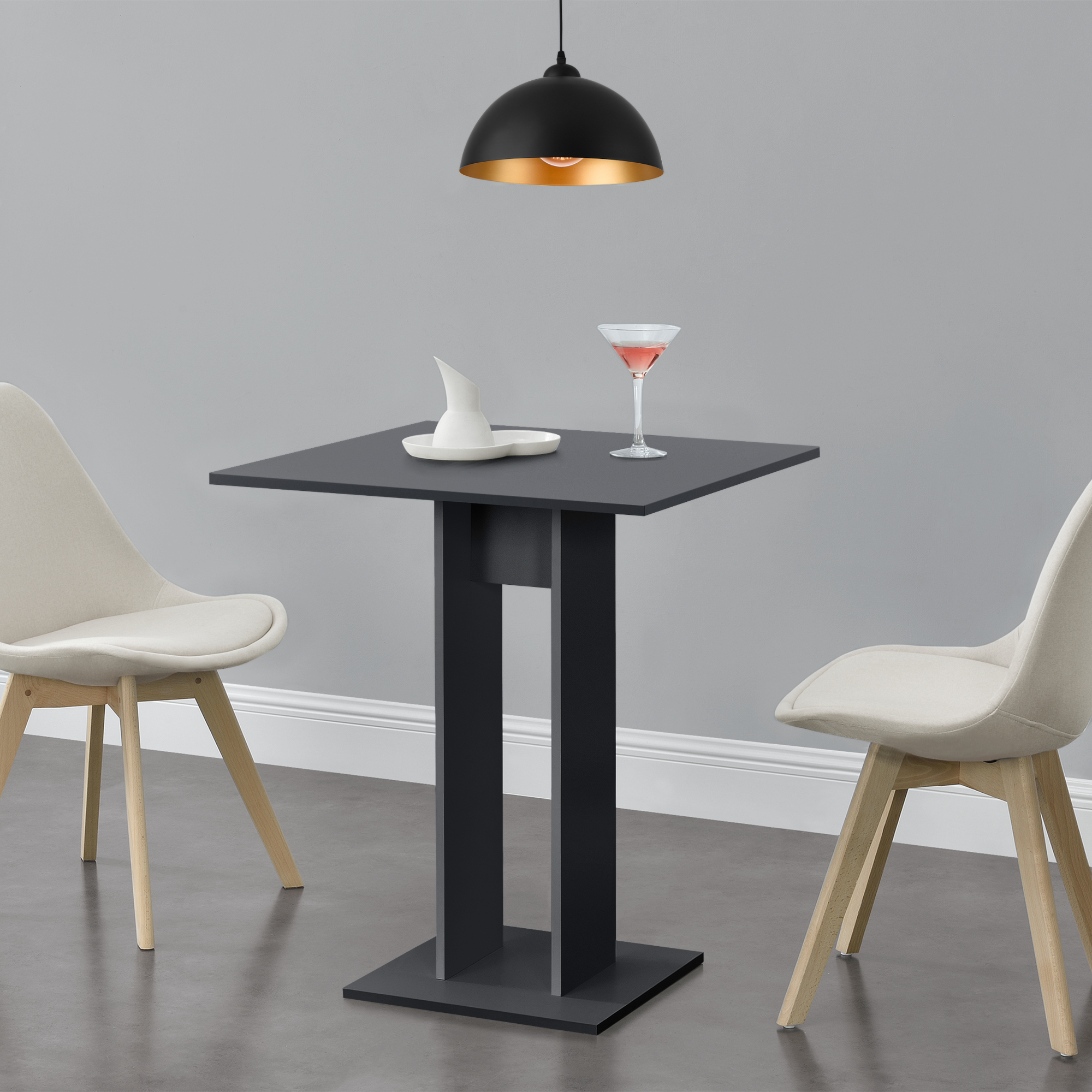 Tavolo Quadrato da Cucina Lindesnes 65 x 65 x 78 cm - Grigio Scuro Opaco [en.casa]