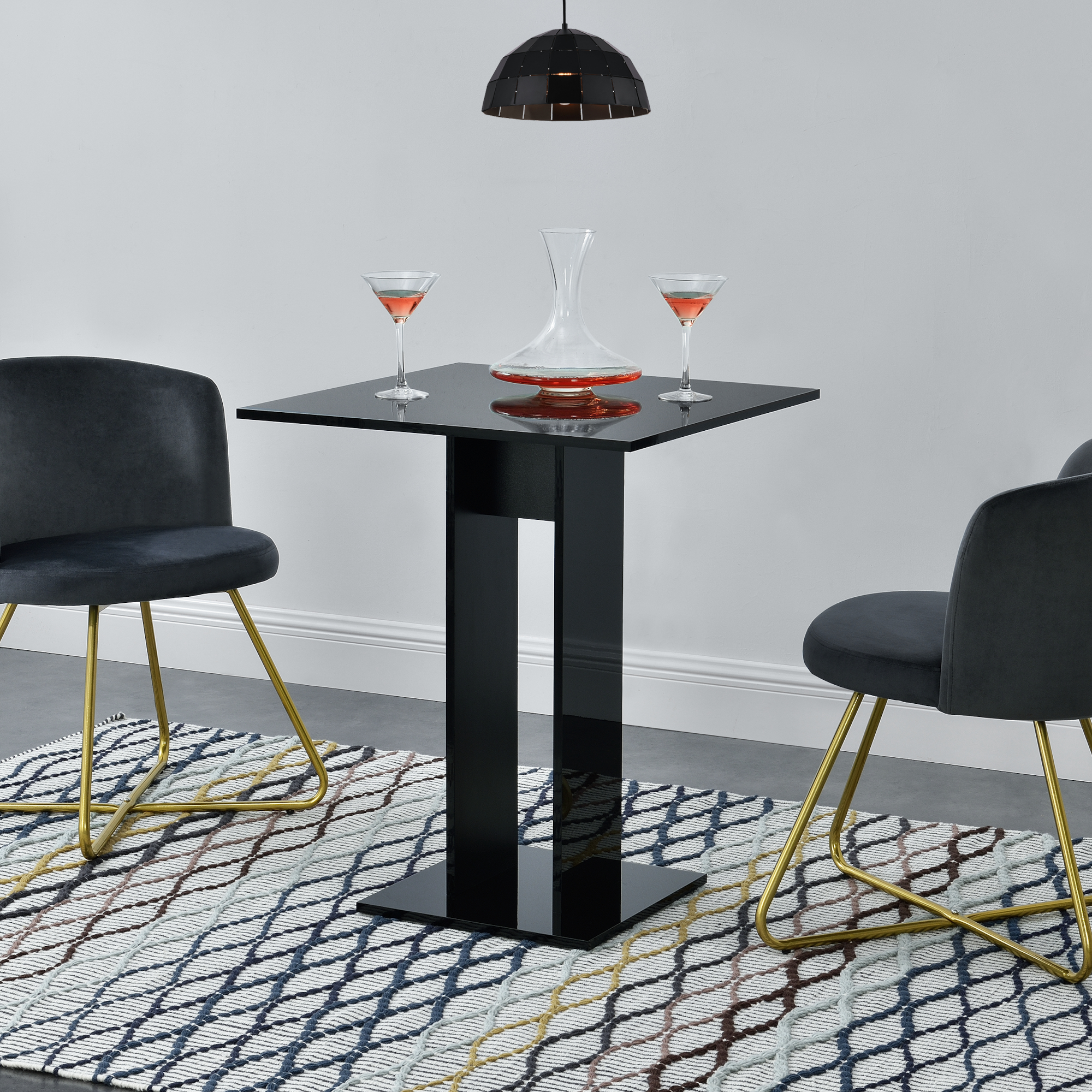 Tavolo Quadrato da Cucina Lindesnes 65 x 65 x 78 cm - Nero Lucido [en.casa]