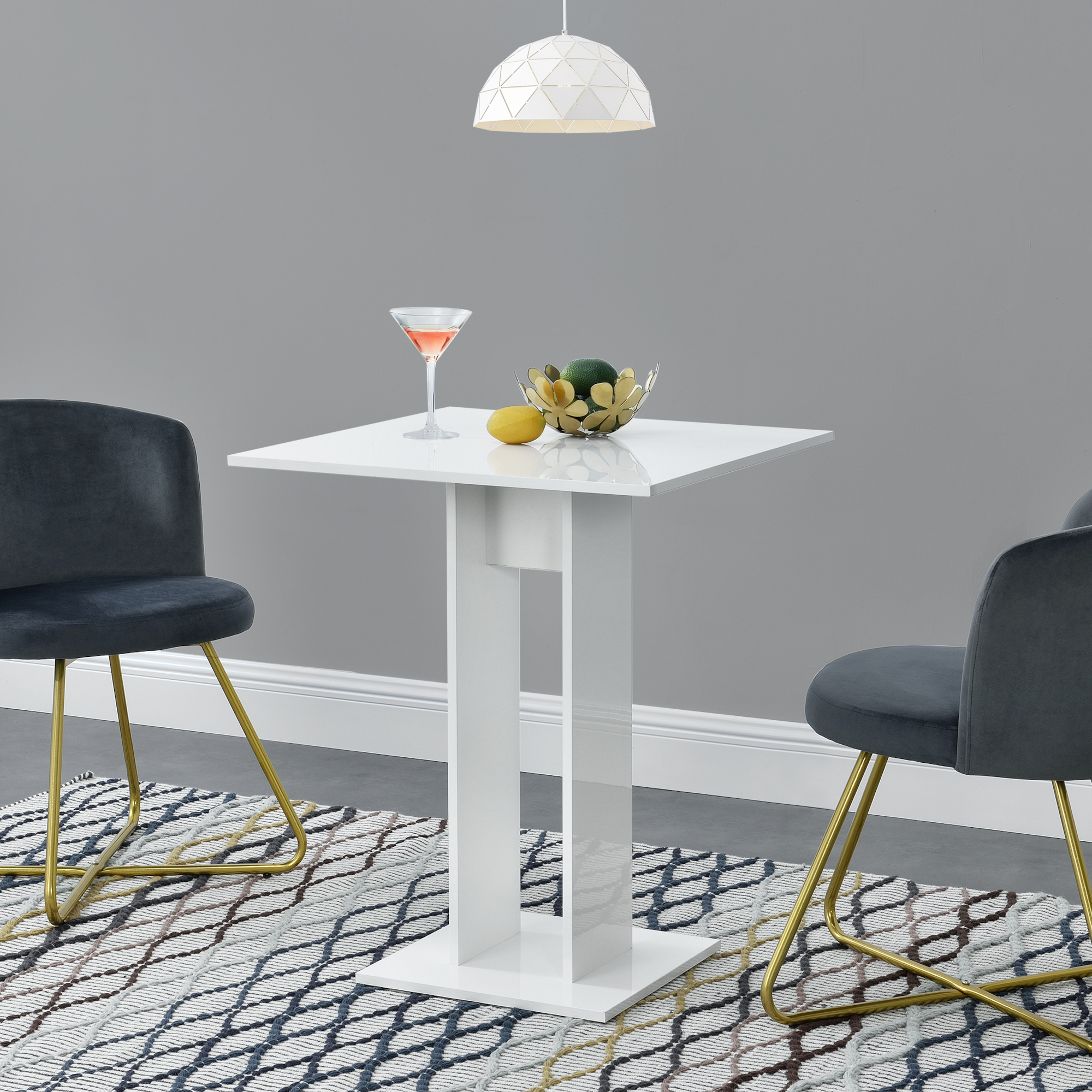 Tavolo Quadrato da Cucina Lindesnes 65 x 65 x 78 cm - Bianco Lucido [en.casa]