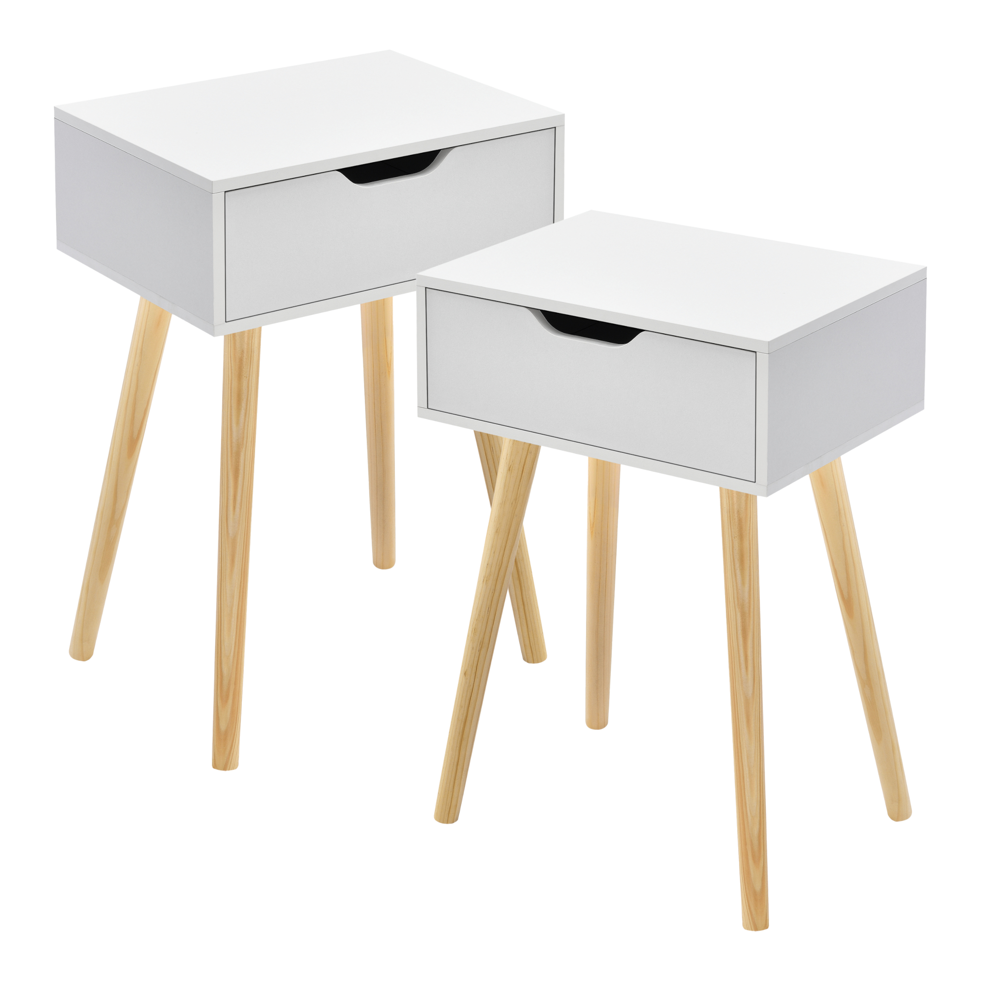 Set Östersund di 2 Comodini con Cassetto - Bianco [en.casa]