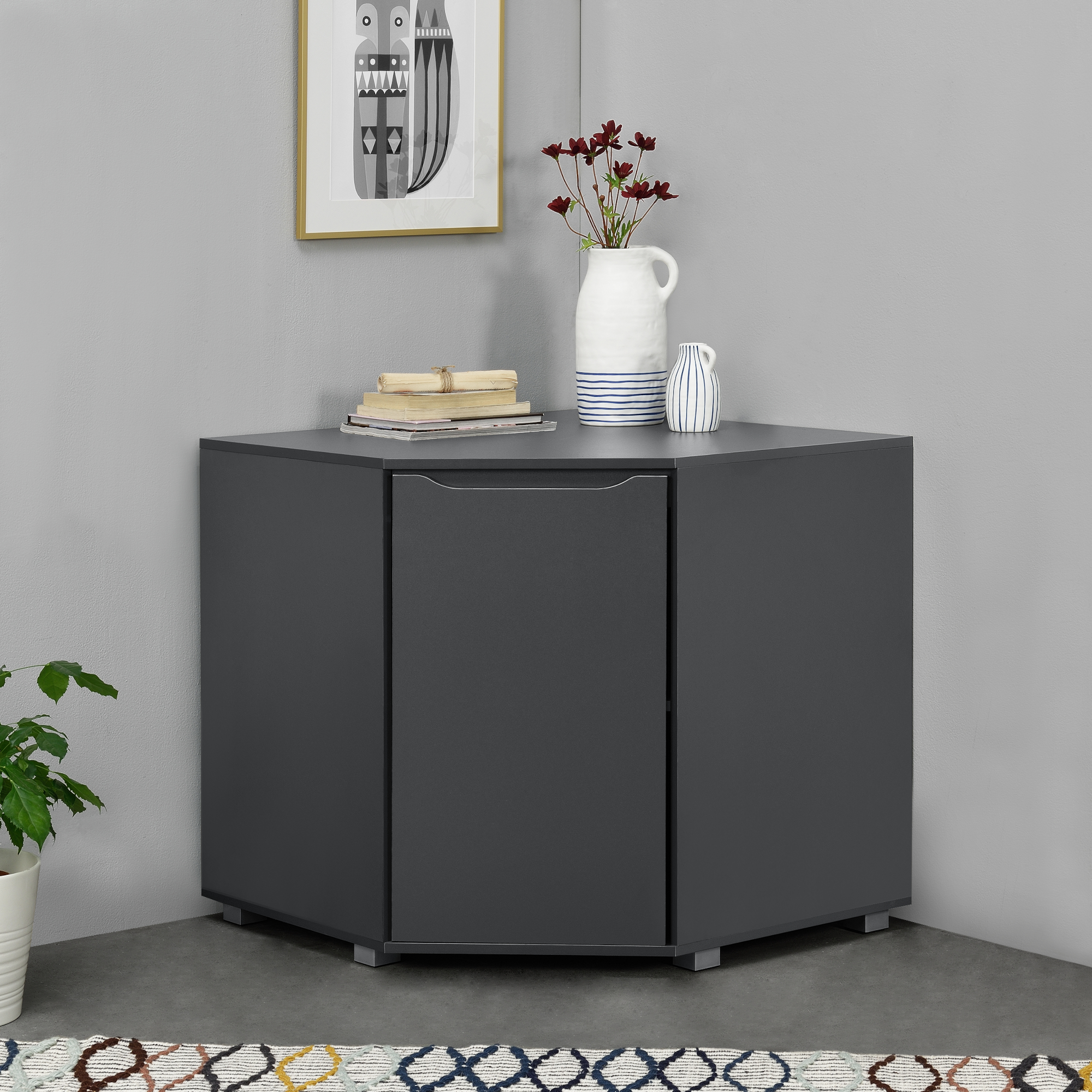 B-WARE Eckschrank Eckkommode Wohnzimmerschrank Büroschrank Schrank