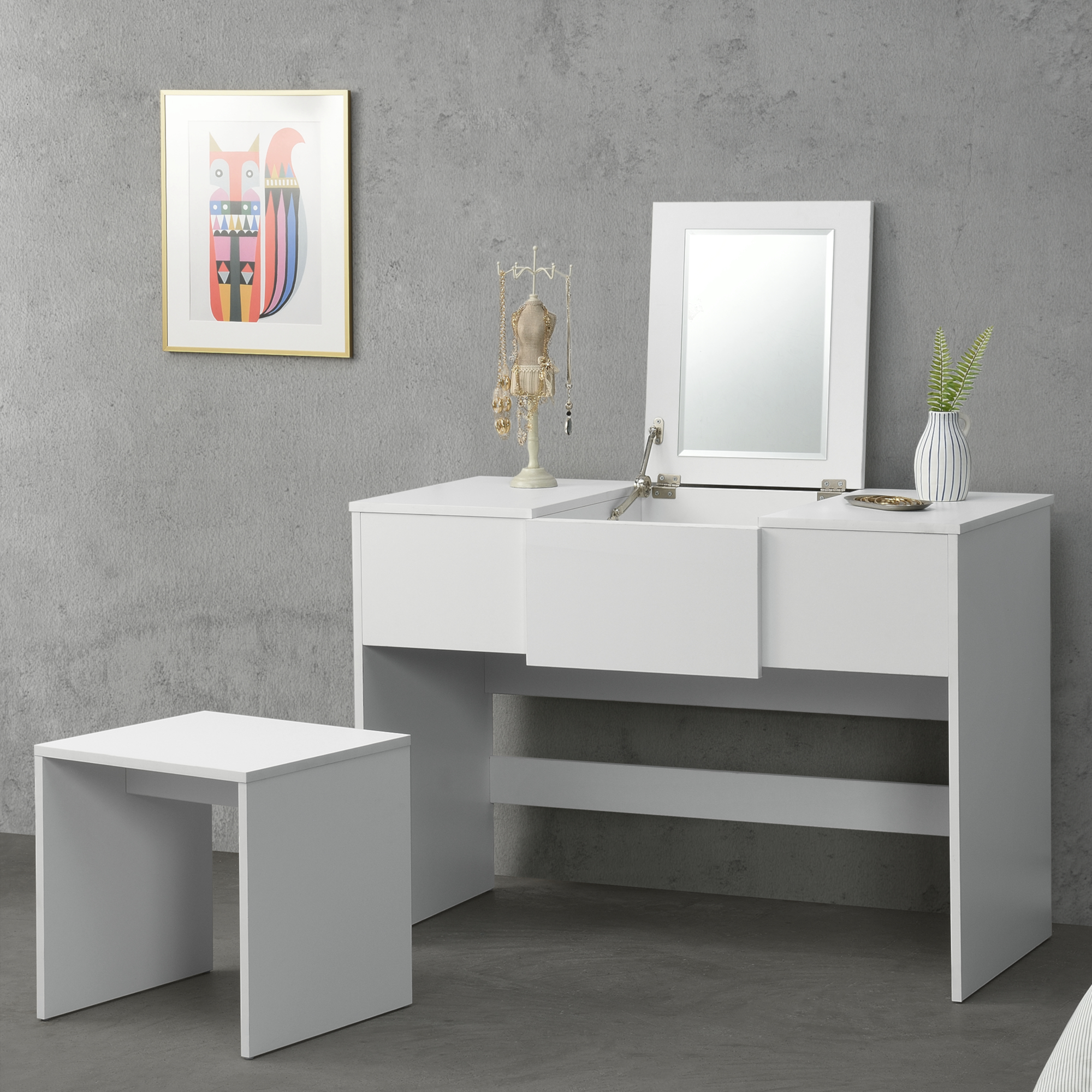 Obrázok [en.casa] Toaletný stolík so zrkadlom 