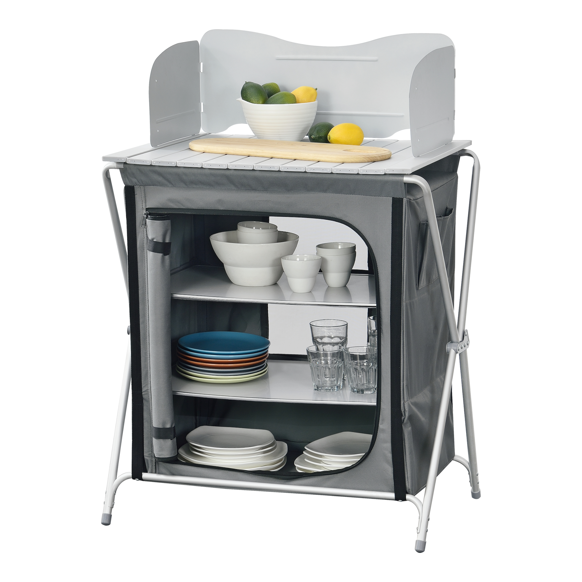 Credenza Mobile da Campeggio Tullinge Pieghevole con Borsa di Trasporto (AxLxP) 110x70x52 cm [en.casa]