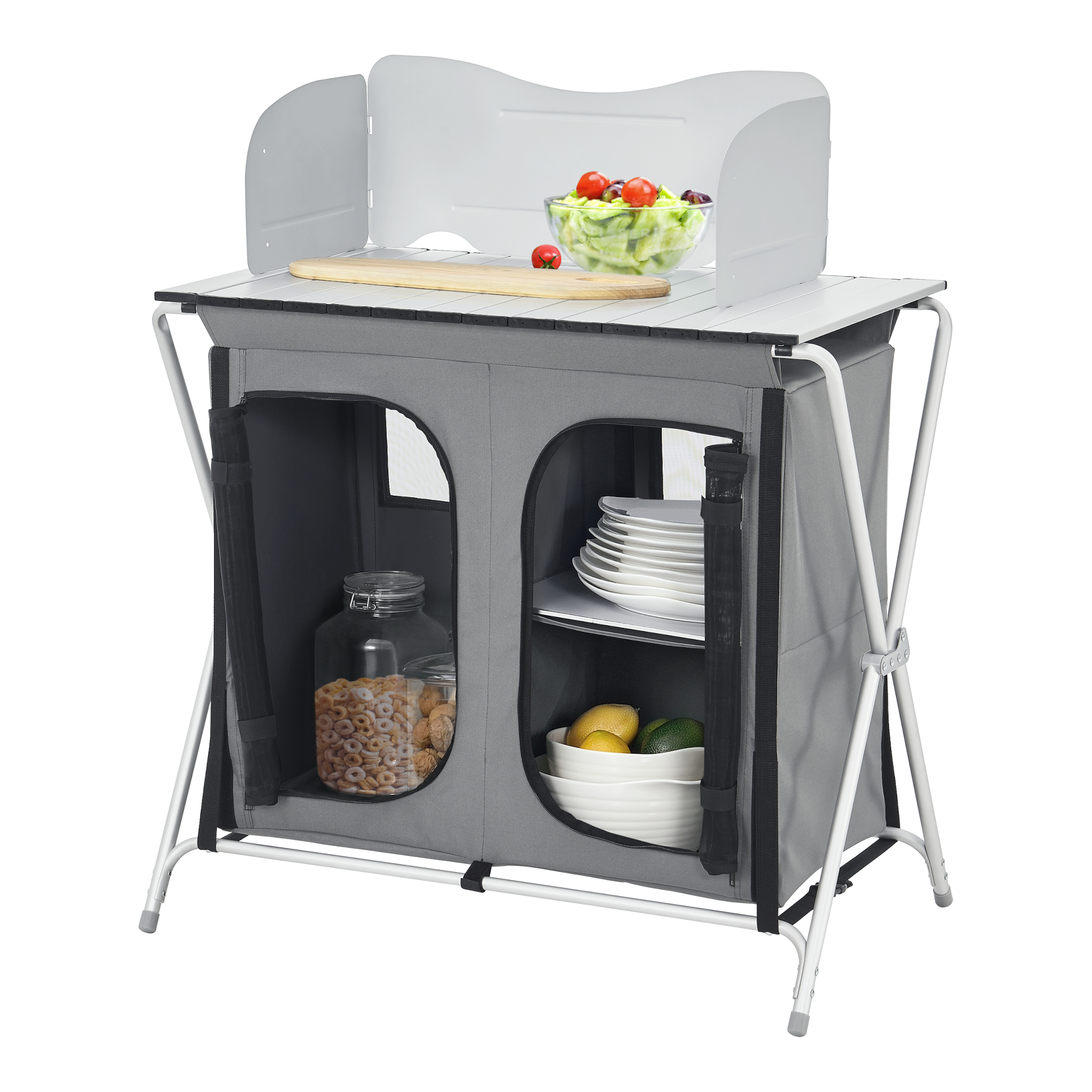 Credenza Mobile da Campeggio Tullinge Pieghevole con Borsa di Trasporto (AxLxP) 105x80x51 cm [en.casa]