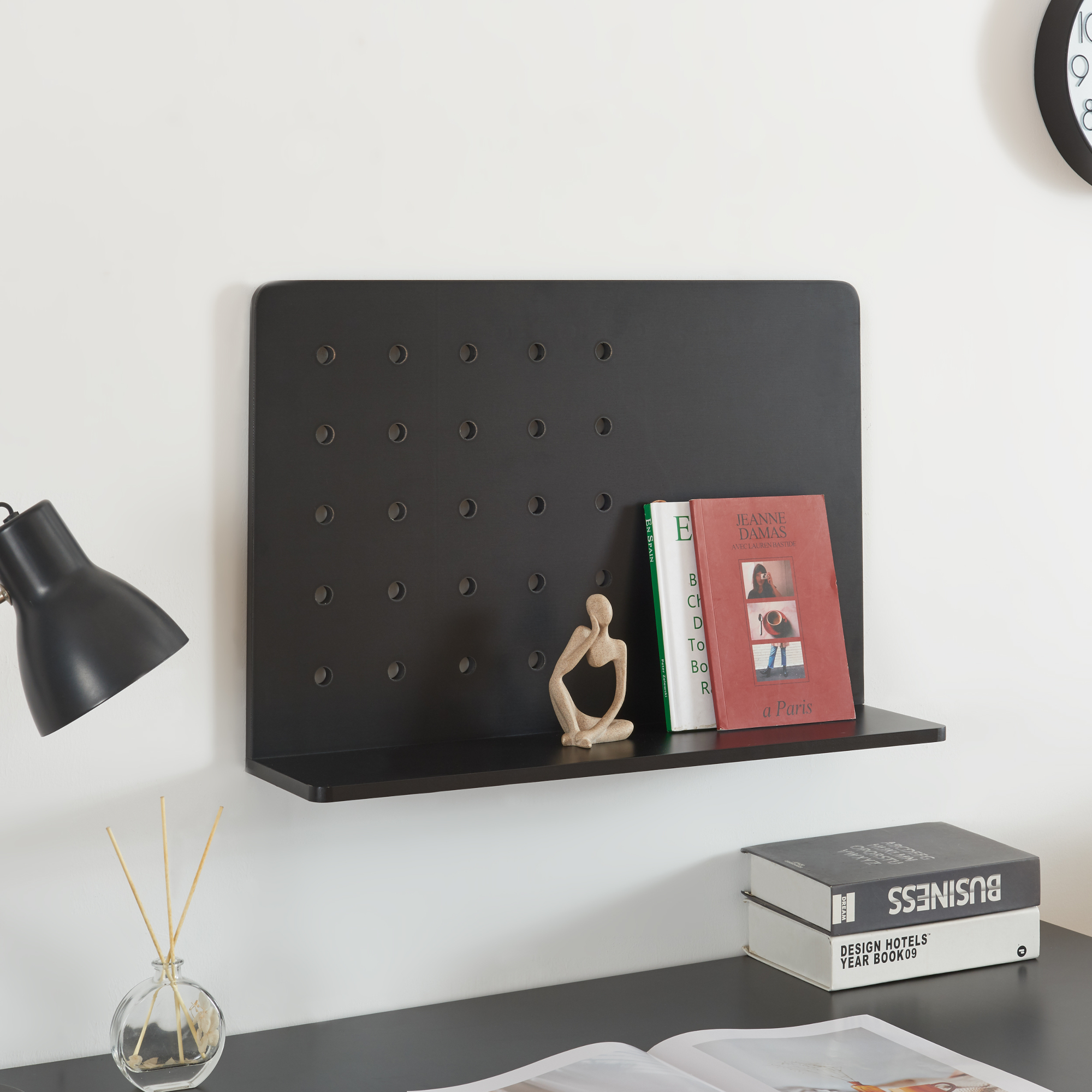 Mensola da Parete Dønna 60 x 15 x 40 cm Nero [en.casa]