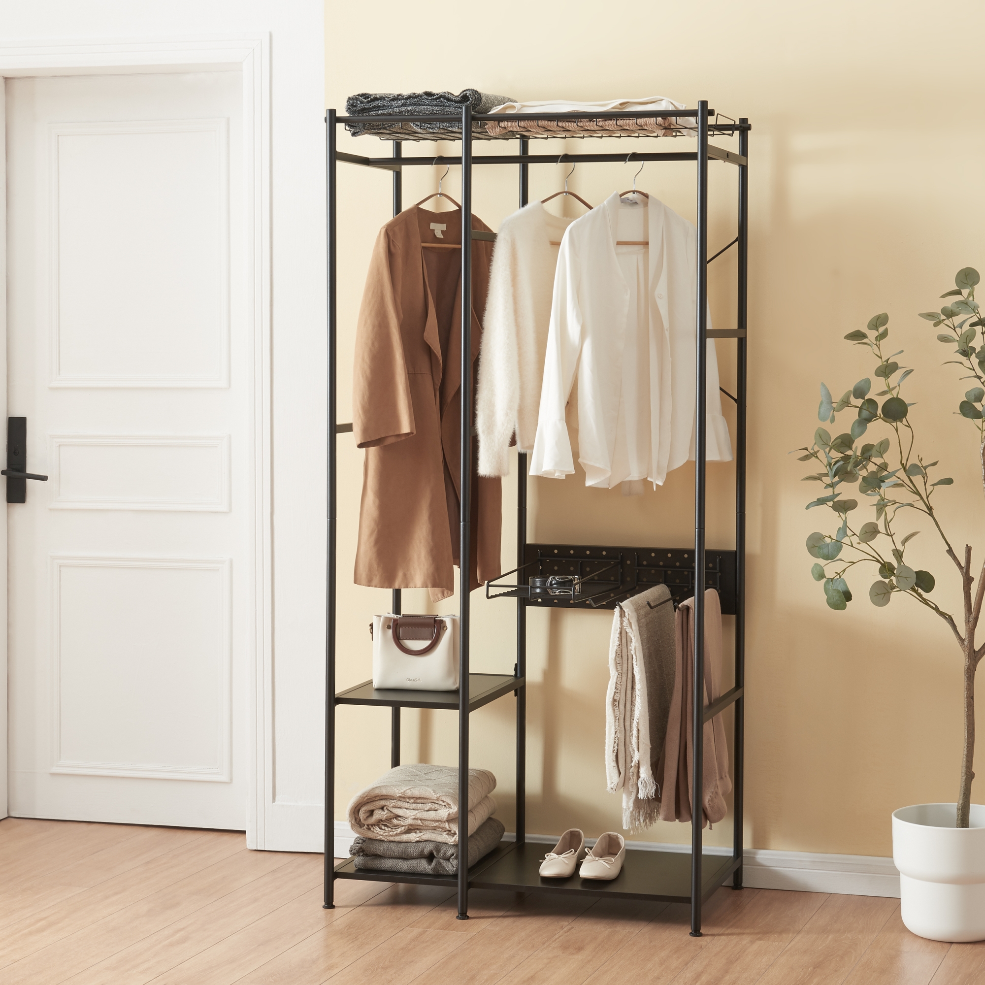 Stand Appendiabiti Brønnøy 82 x 90 x 46 cm Nero [en.casa]
