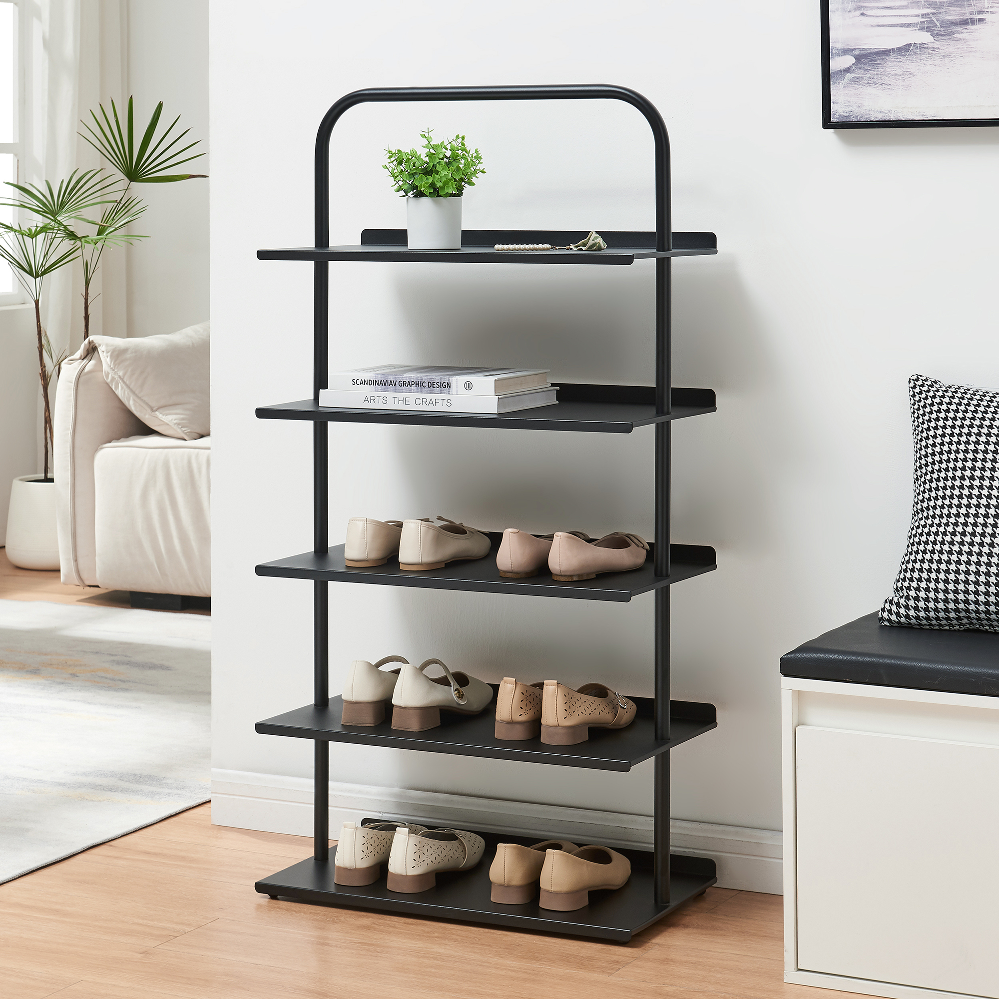 Scaffale Portascarpe Poytya Scarpiera a 5 Livelli 119 x 60 x 32 cm - Nero [en.casa]