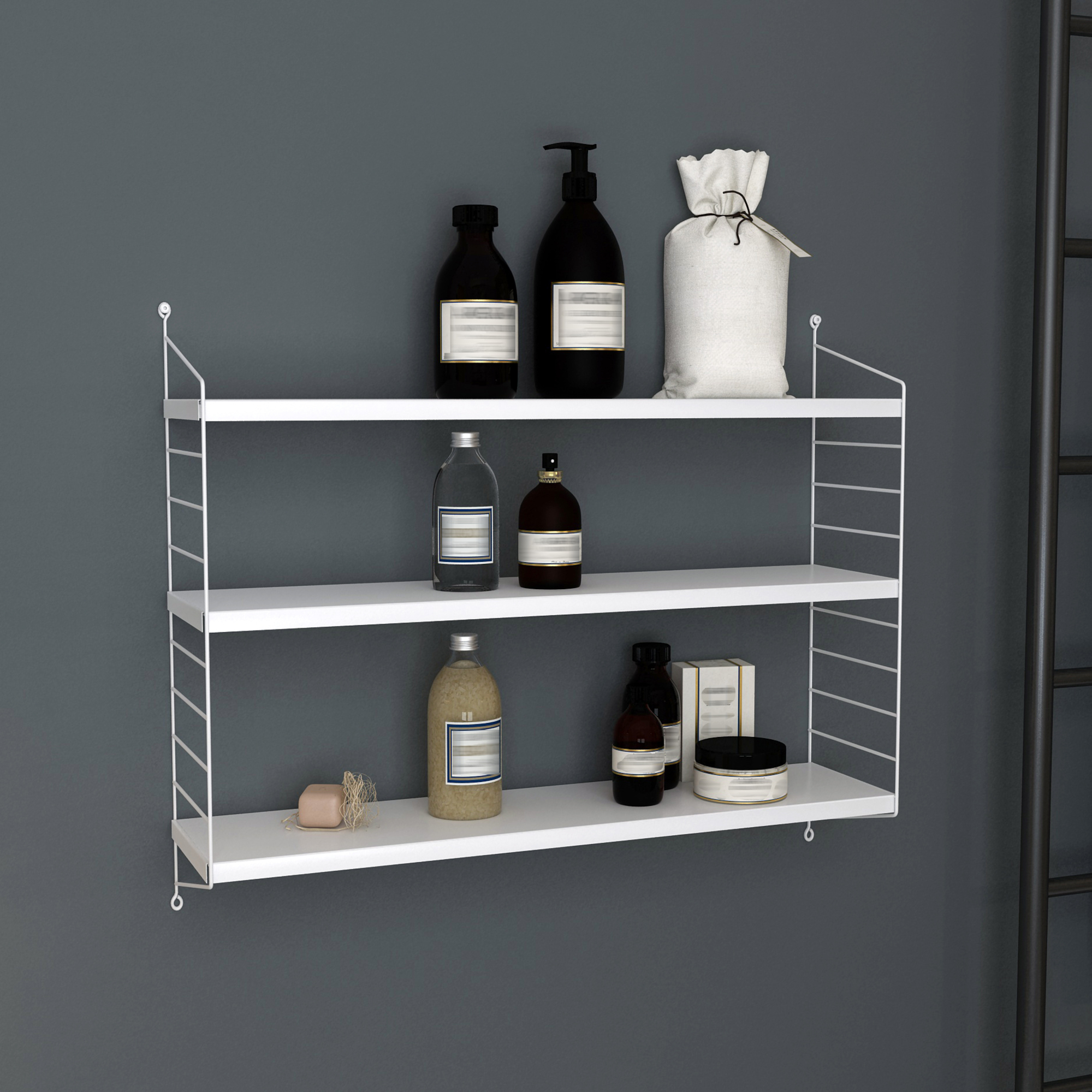 Set di 3 Scaffali da Parete Strängnäs a 3 Ripiani Regolabili 50 x 60 x 15 cm Acciaio Bianco [en.casa]