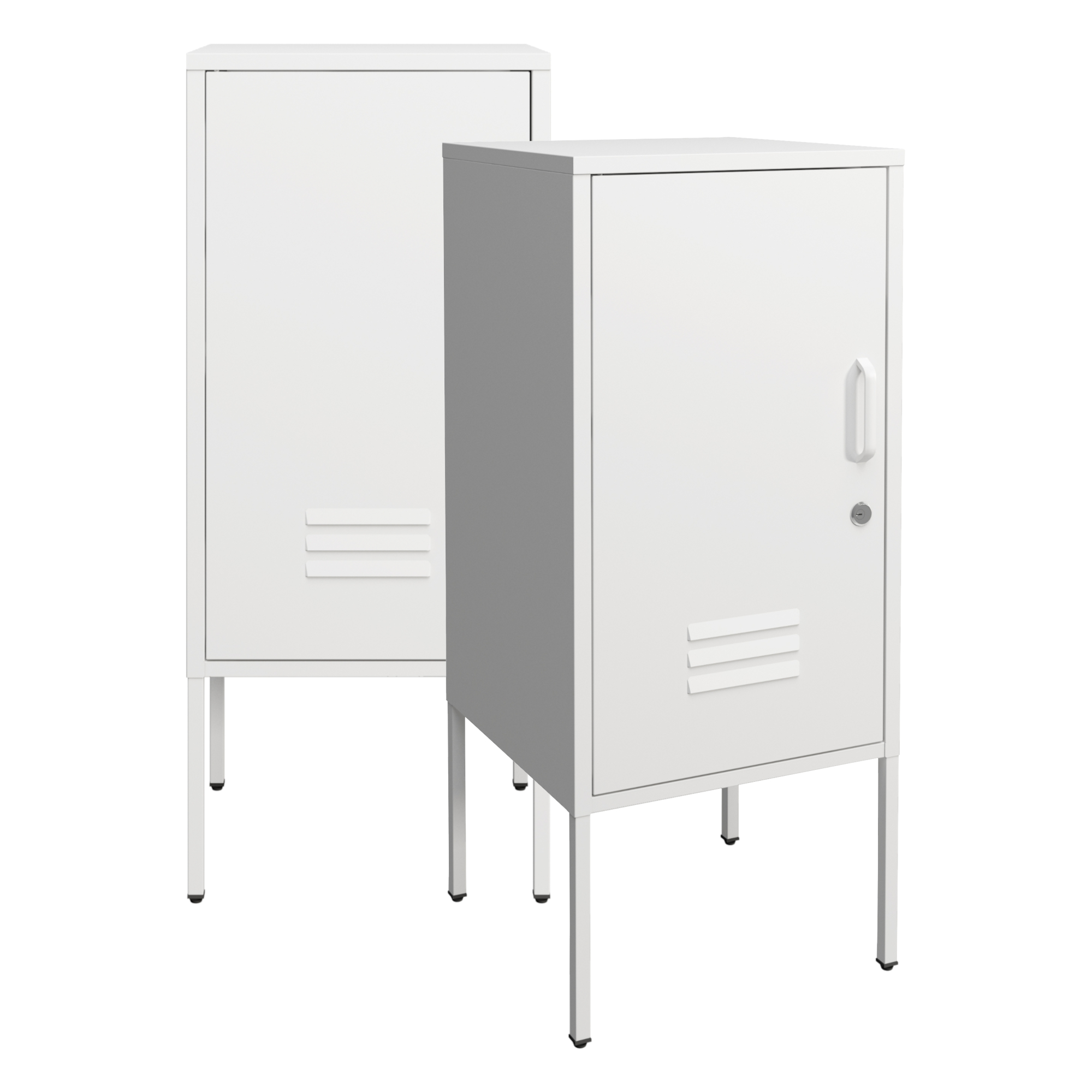 Set di 2 Armadietti Hausjärvi Comodini in Acciaio con Serratura - Bianco [en.casa]