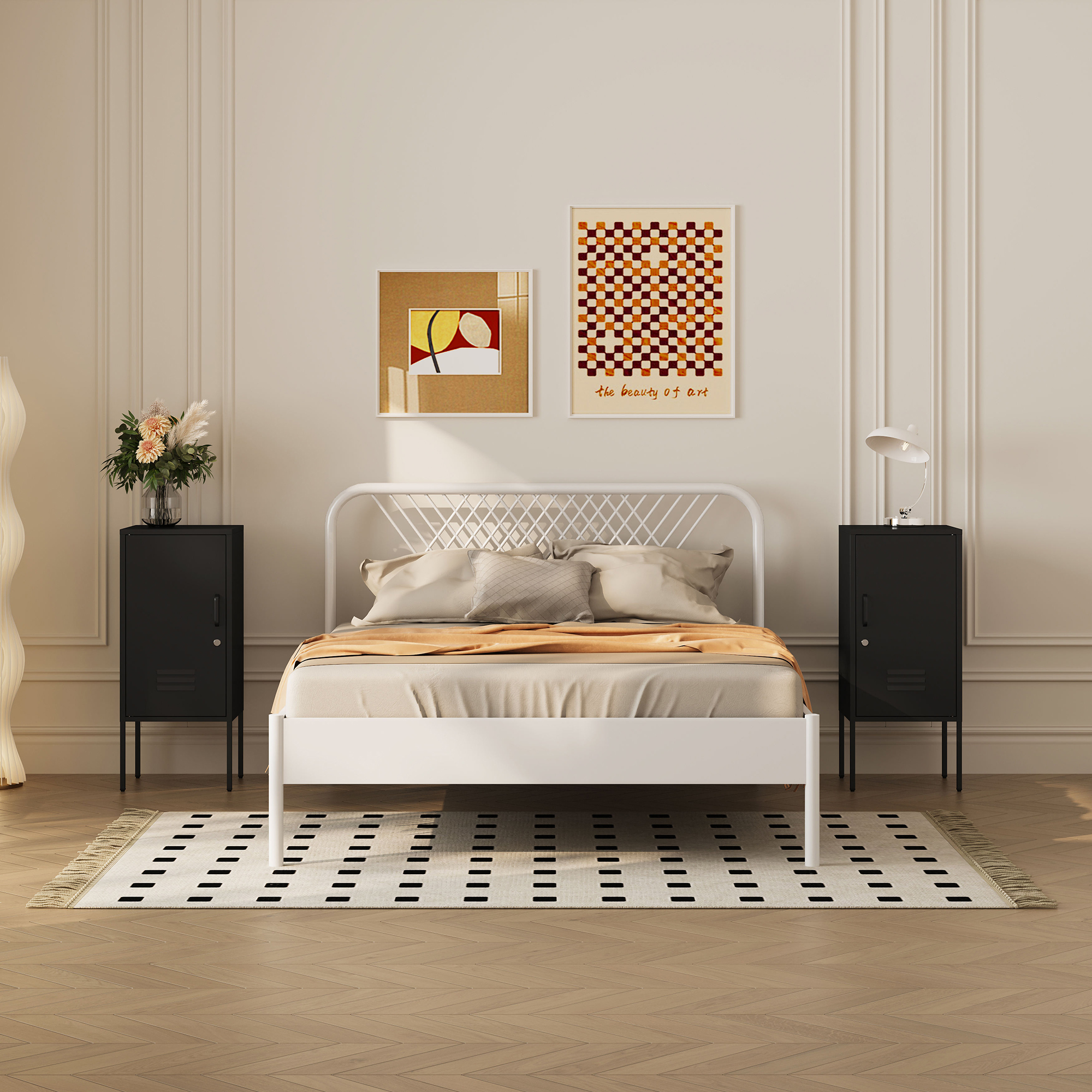 Set di 2 Comodini Hausjärvi con Anta a Destra e Sinistra 82 x 35 x 35 cm - Nero [en.casa]