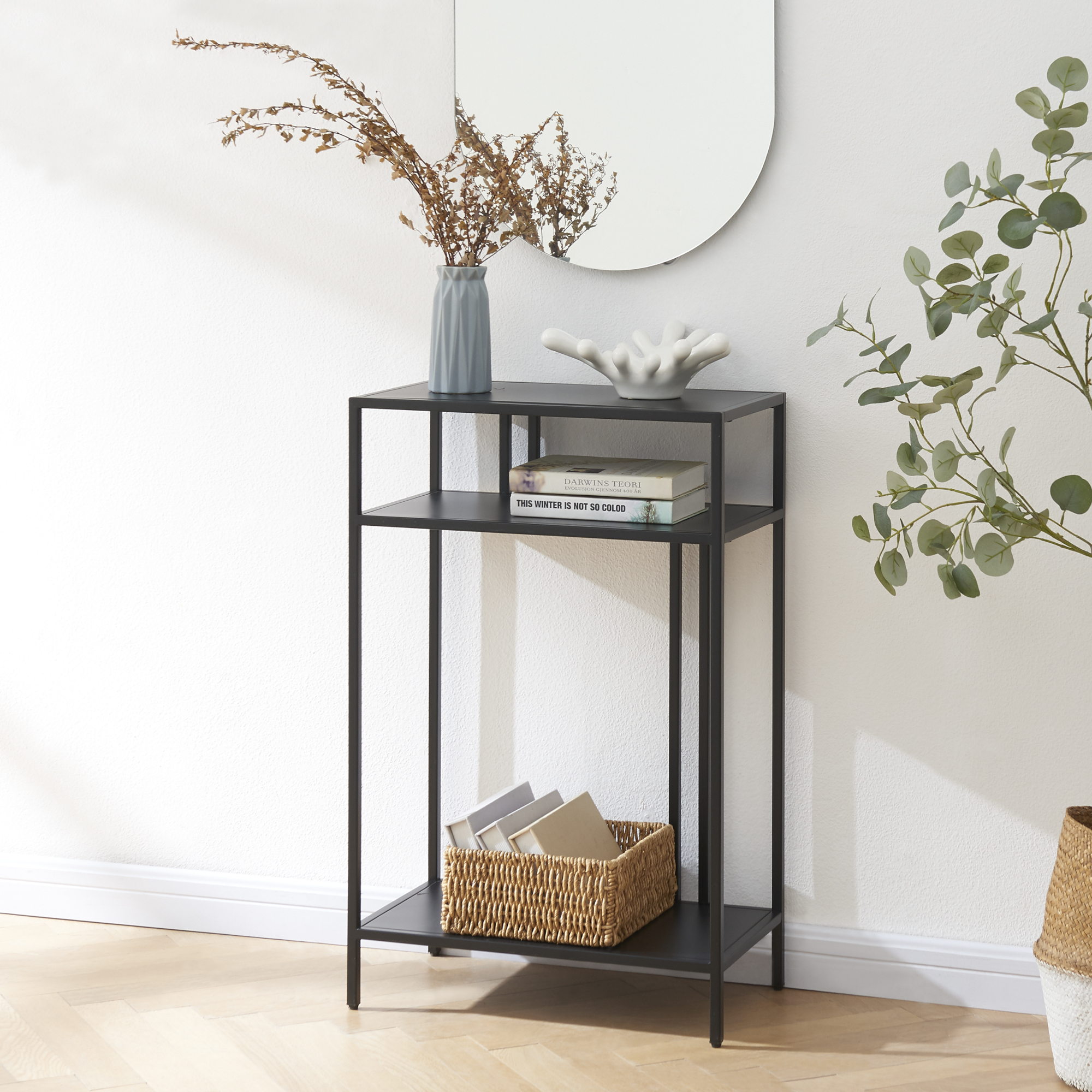 Image of Tavolo a Consolle Kumlinge in Metallo con 3 Piani 85 x 55 x 30 cm Nero [en.casa]