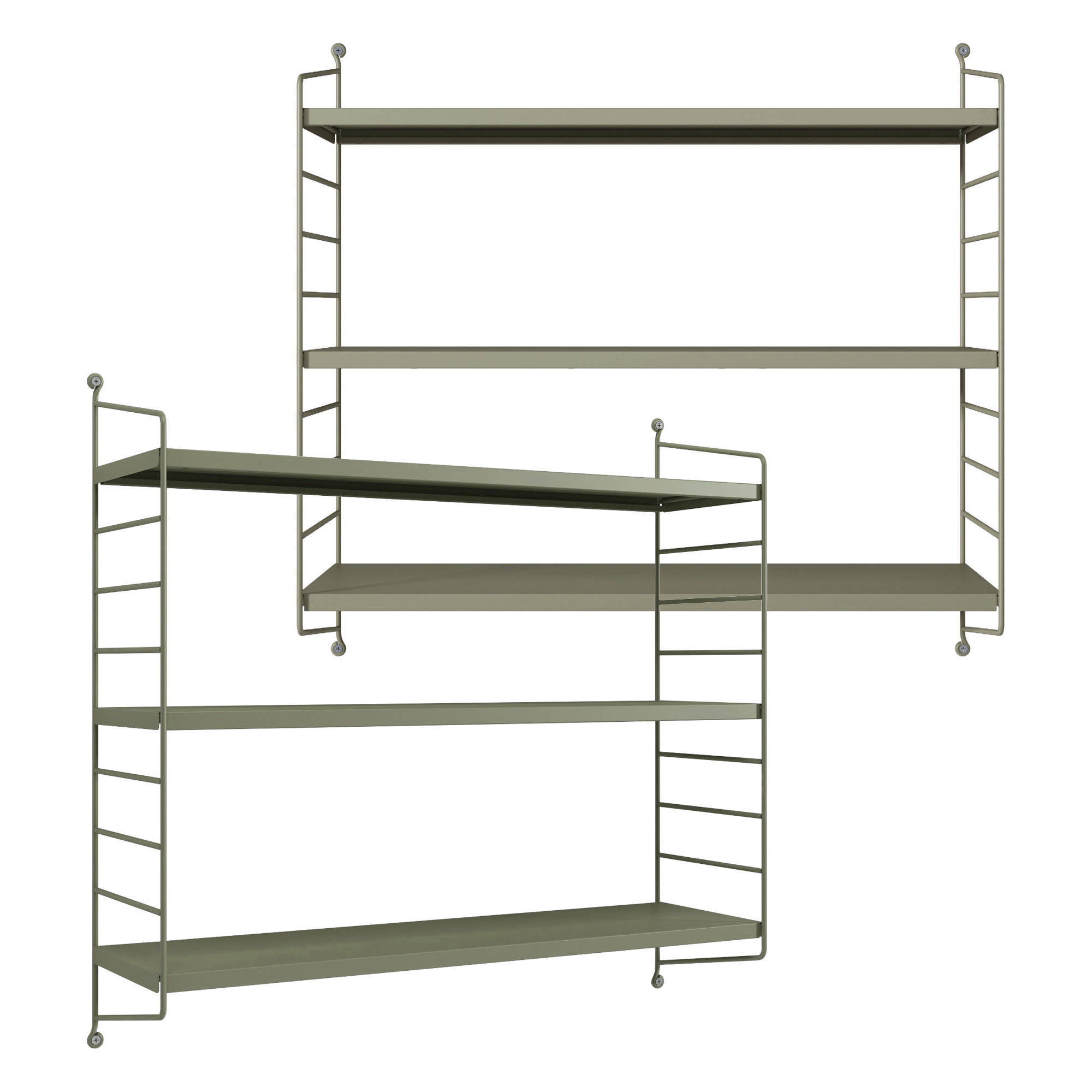 Set di 2 Scaffali da Parete Strängnäs a 3 Ripiani Regolabili 50 x 60 x 15 cm Acciaio color Cammello [en.casa]