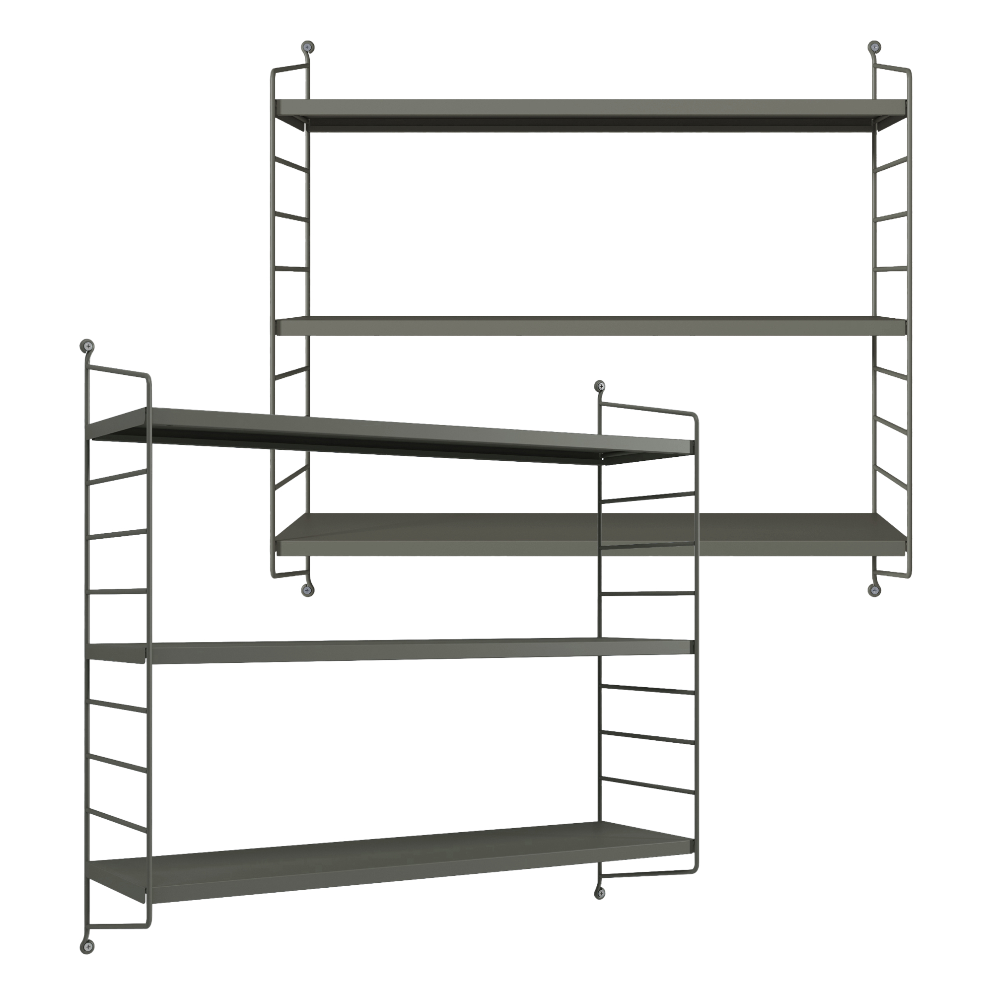 Set di 2 Scaffali da Parete Strängnäs a 3 Ripiani Regolabili 50 x 60 x 15 cm Acciaio Antracite [en.casa]
