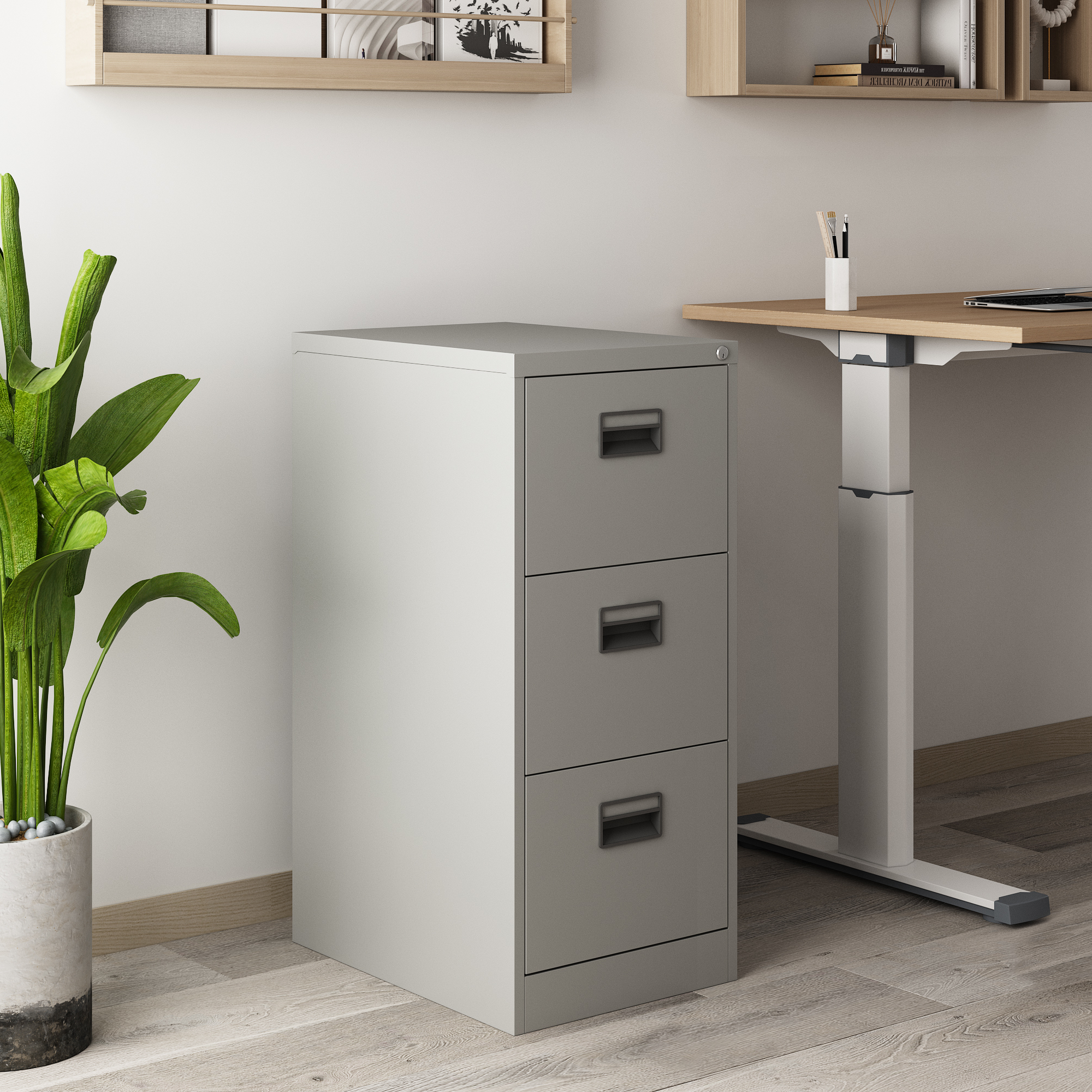 Cassettiera Rääkkylä in Acciaio con 3 Cassetti 103 x 45 x 62 cm - Grigio [en.casa]