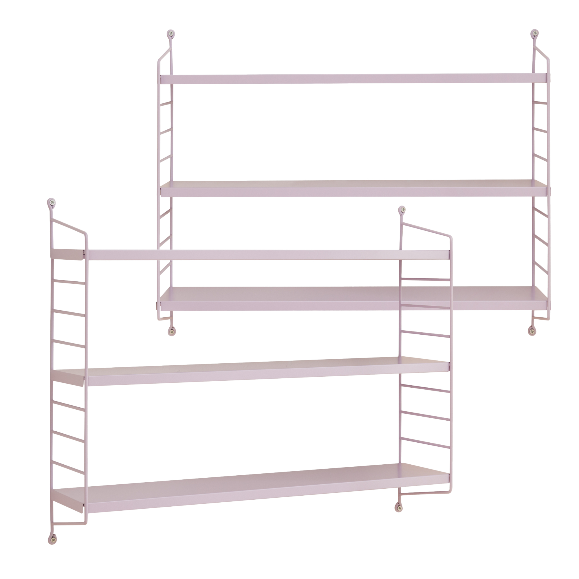 Set di 2 Scaffali da Parete Strängnäs a 3 Ripiani Regolabili 50 x 60 x 15 cm Acciaio Lilla [en.casa]
