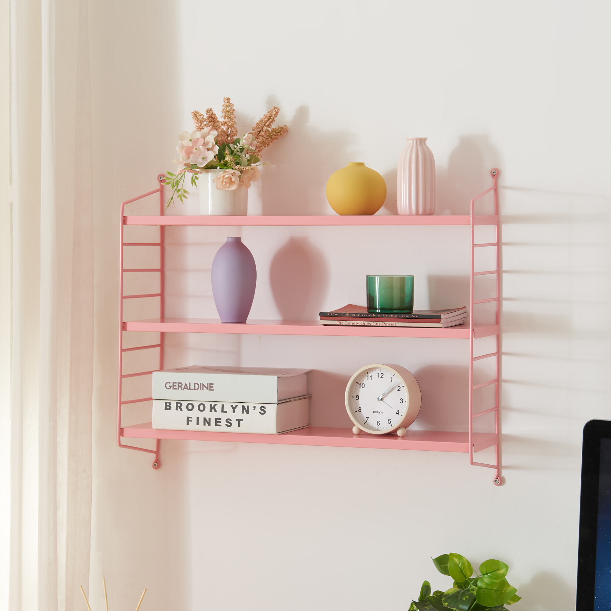 Scaffale da Parete Strängnäs 50 x 60 x 15 cm Acciaio Rosa [en.casa]