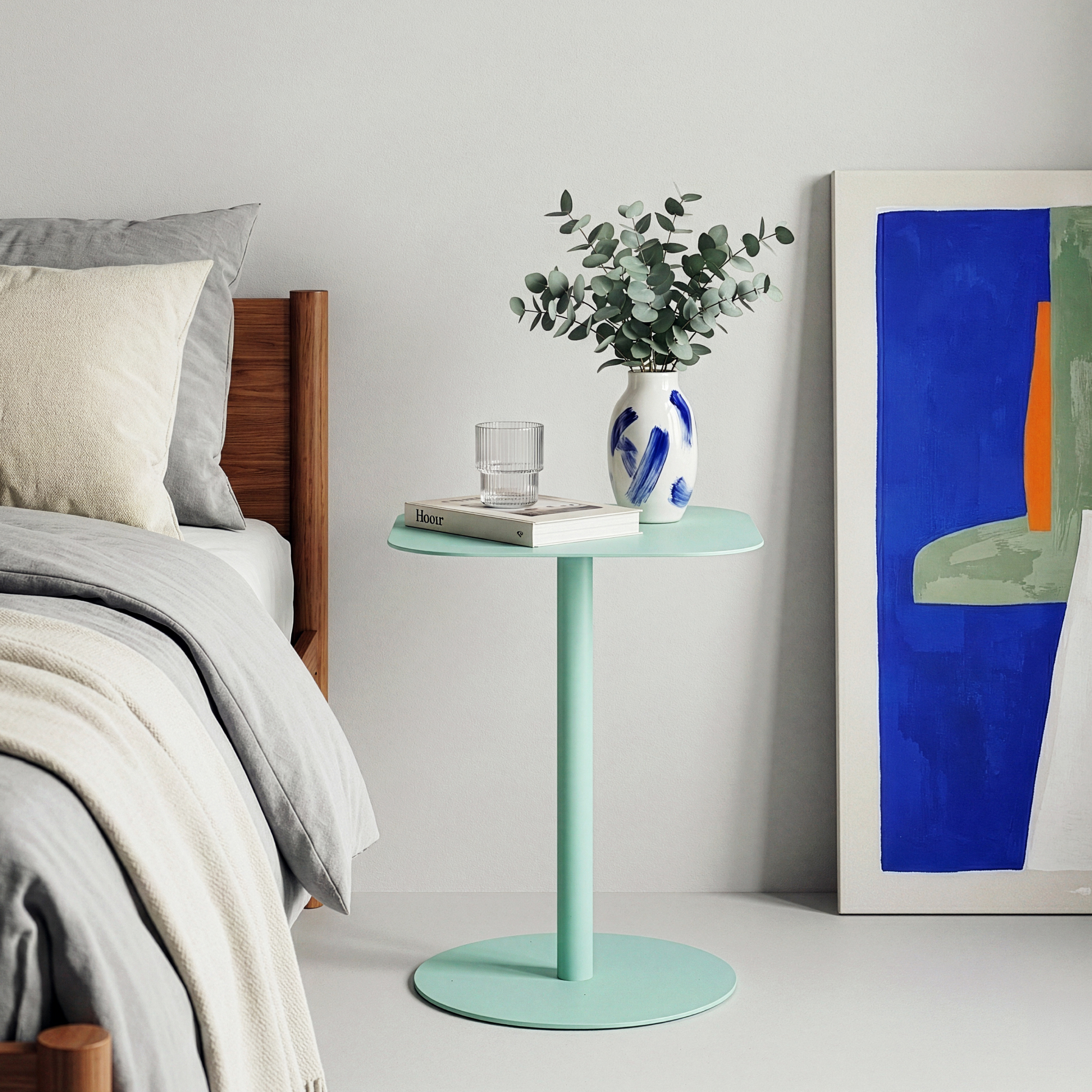 Tavolino Laterale Da Divano NastäTten Metallo Piano Quadrato - Menta Verde [En.Casa]