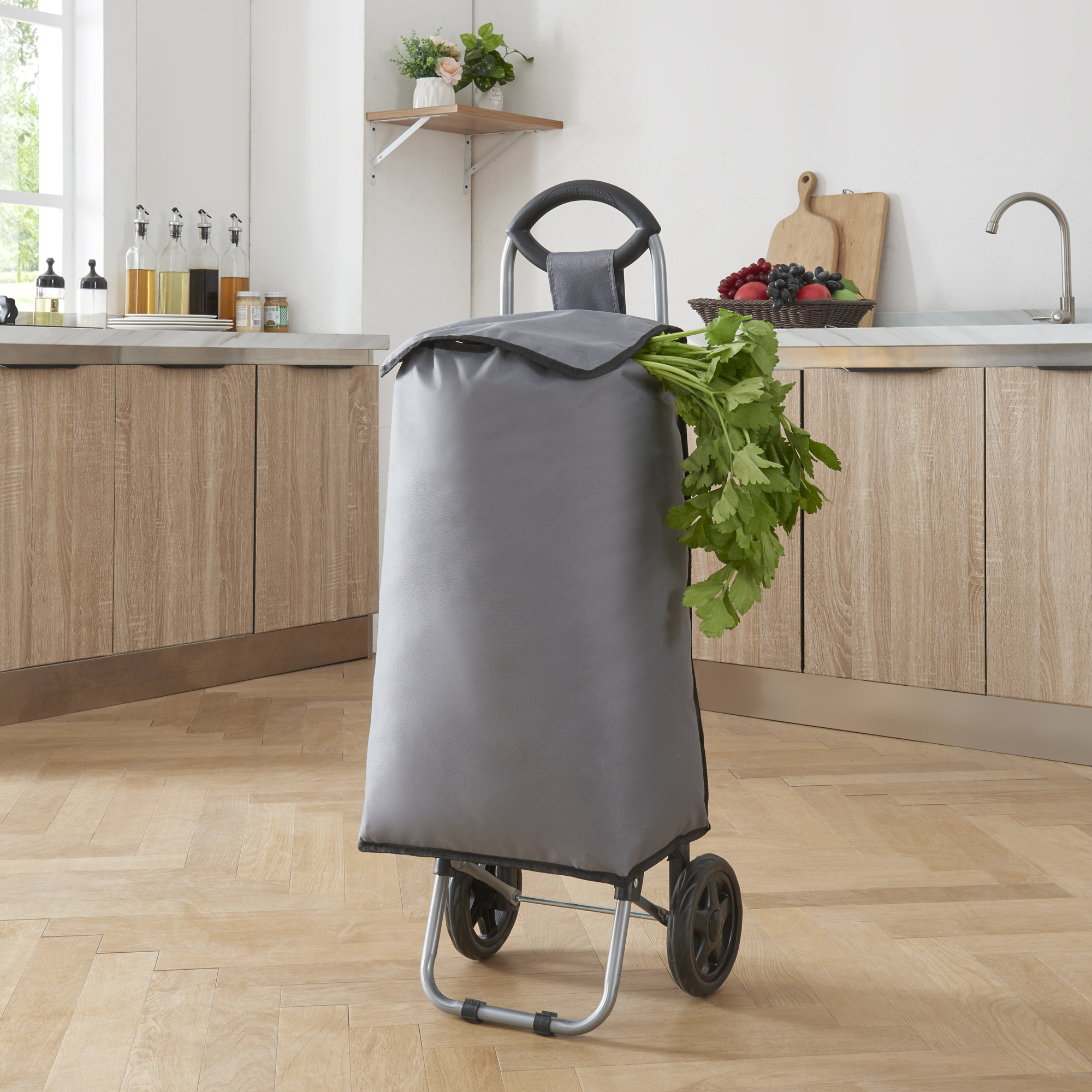 Trolley Portaspesa 'Nørre' Carrello da Spesa Portapacchi a 2 Ruote Telaio Pieghevole Borsa Impermeabile Rimovibile 36 L