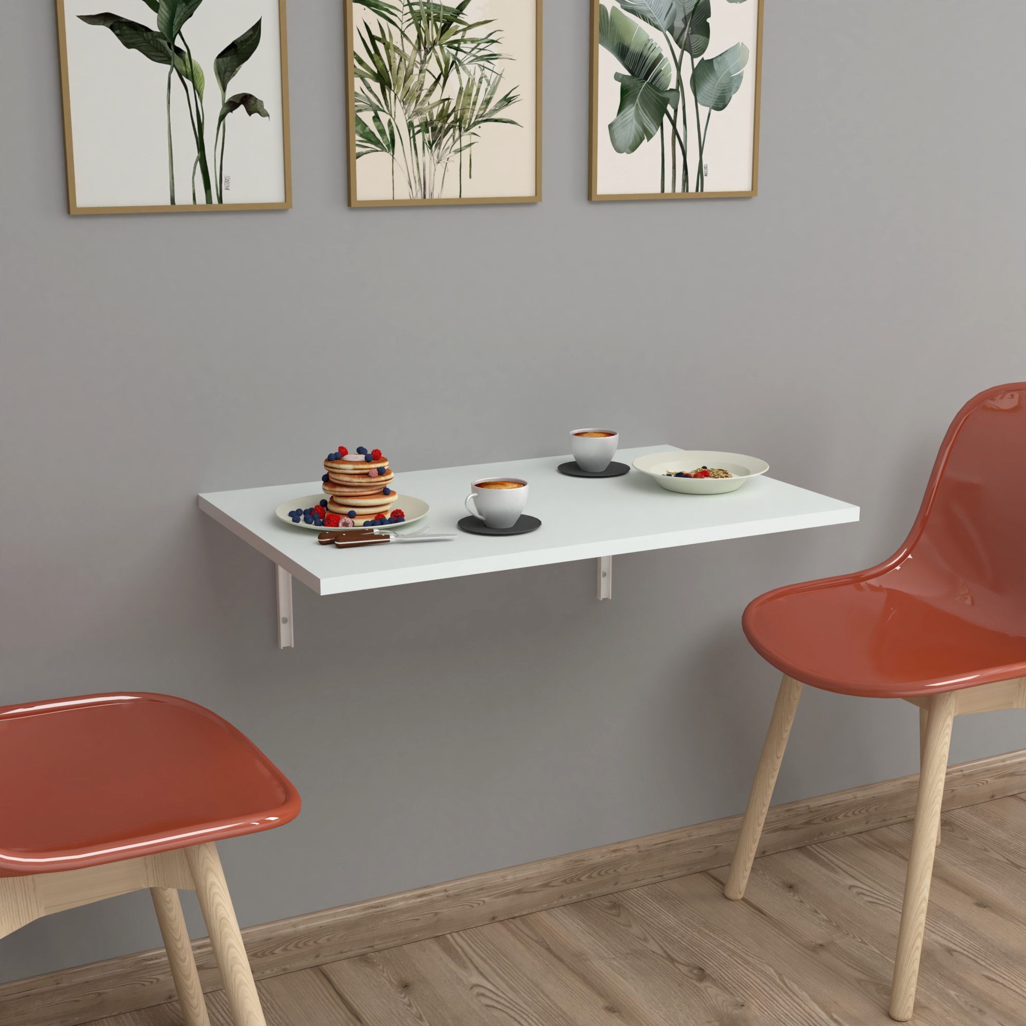 Tavolo da Muro 'Klepp' 72 x 45 cm Tavolo Pieghevole a Ribalta Salvaspazio - Bianco [en.casa]