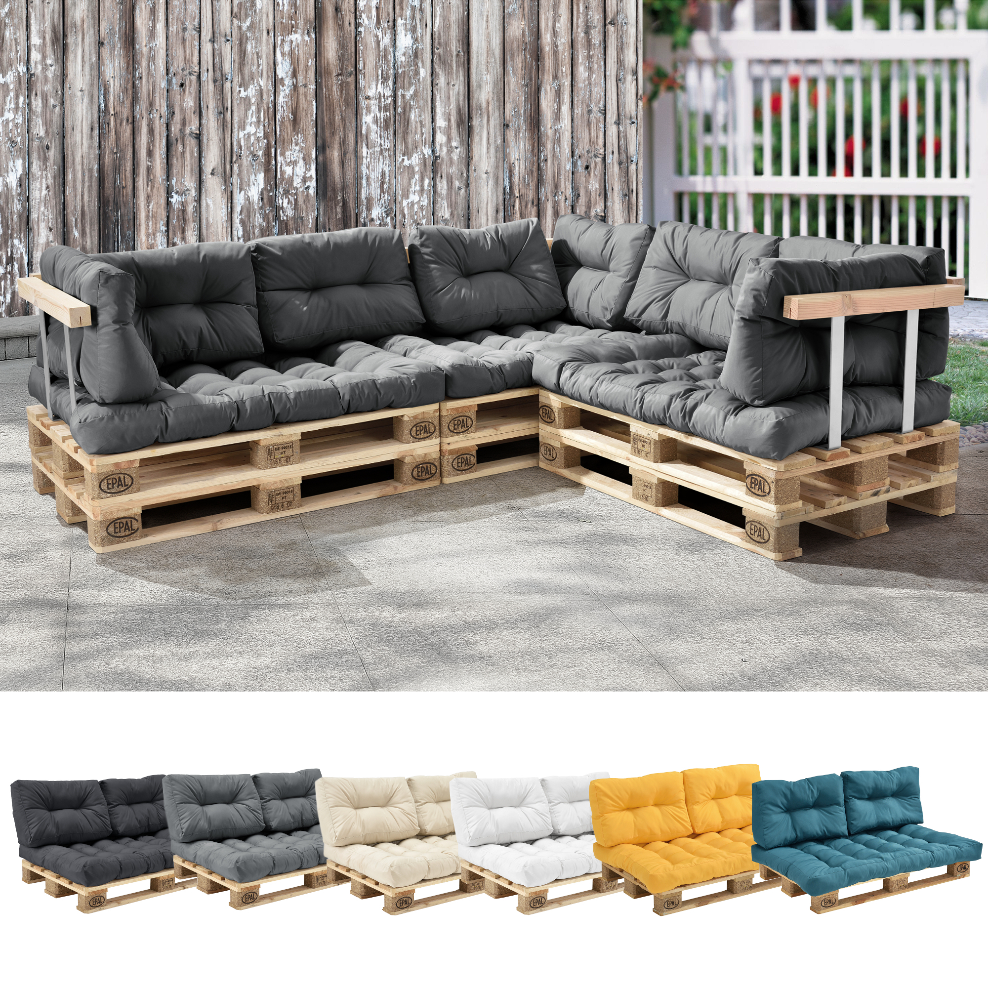 [En.Casa] 1X Cuscino Schienale Per Divano Paletta Euro [Grigio Chiaro] Cuscini Per Palette Supporto In/Outdoor Mobili-image