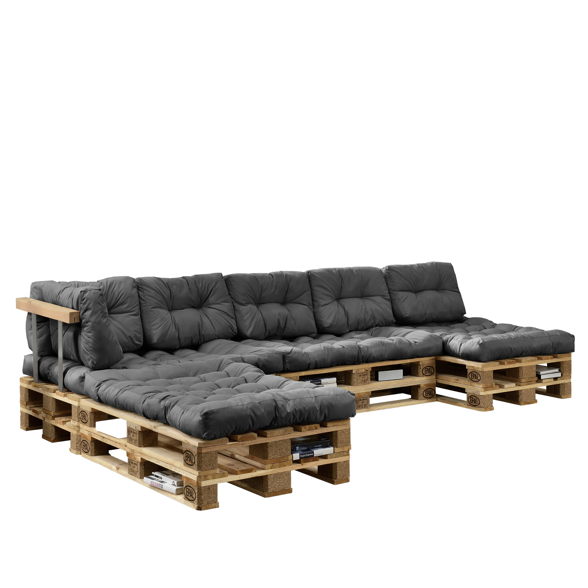 En Casa Euro Paletten Sofa Set Grau Indoor Kissen Polster