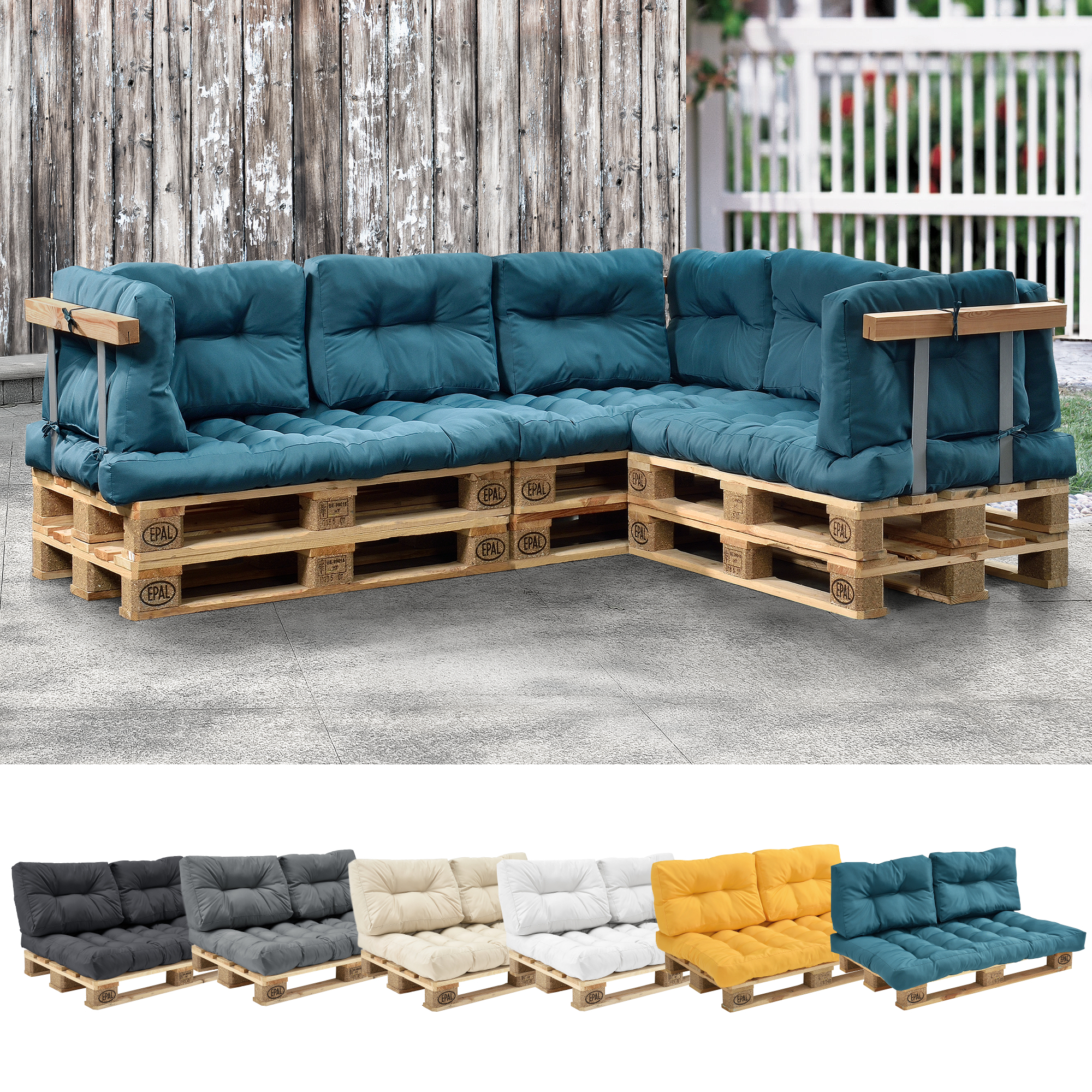 [En.Casa] 1X Cuscino Sedile Per Divano Paletta Euro [Turchese] Cuscini Per Palette Supporto In/Outdoor Mobili Imbottiti