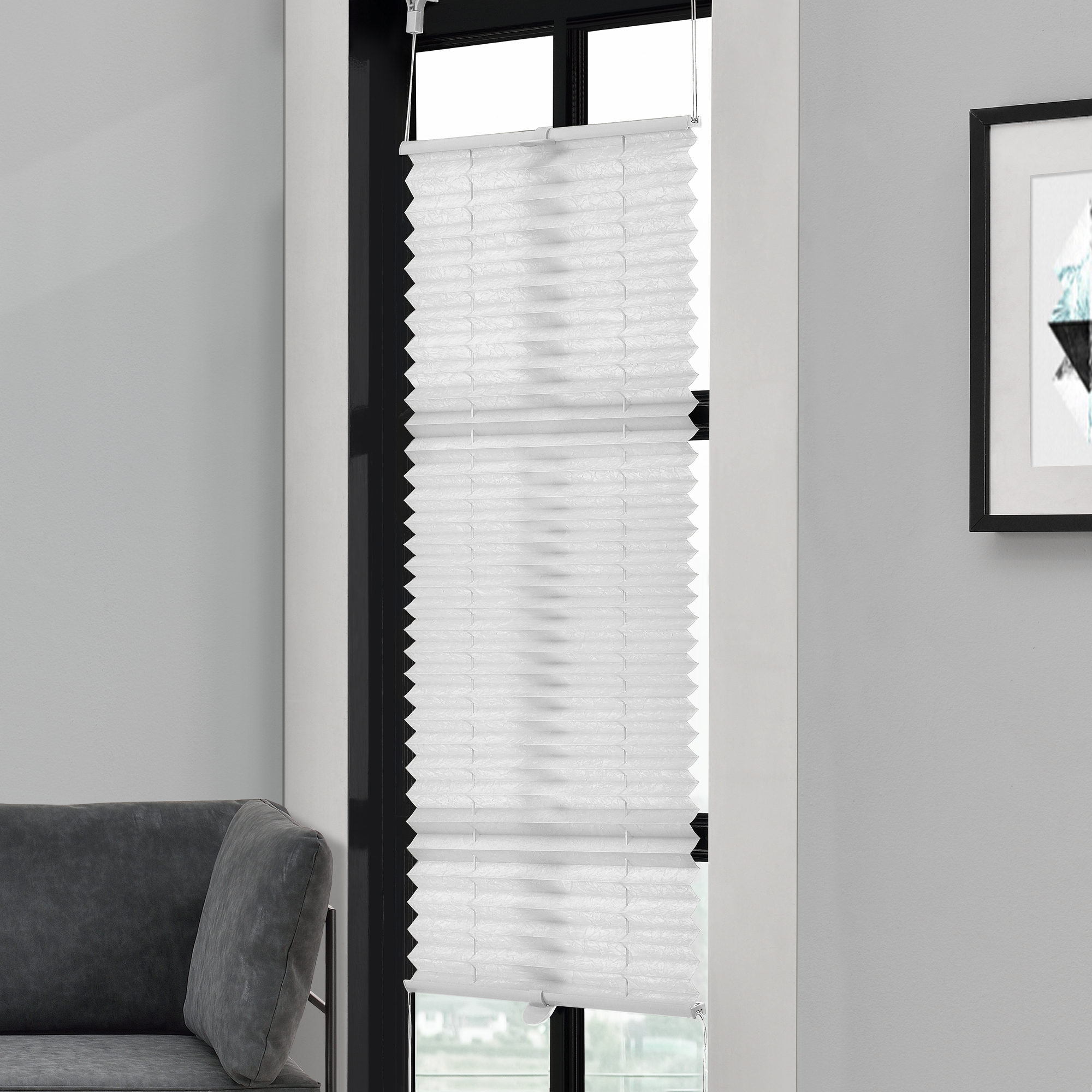 Seitenzug-Rollo 50x175cm Creme OHNE BOHREN Verdunklungs Fenster Klemm Easy Fix