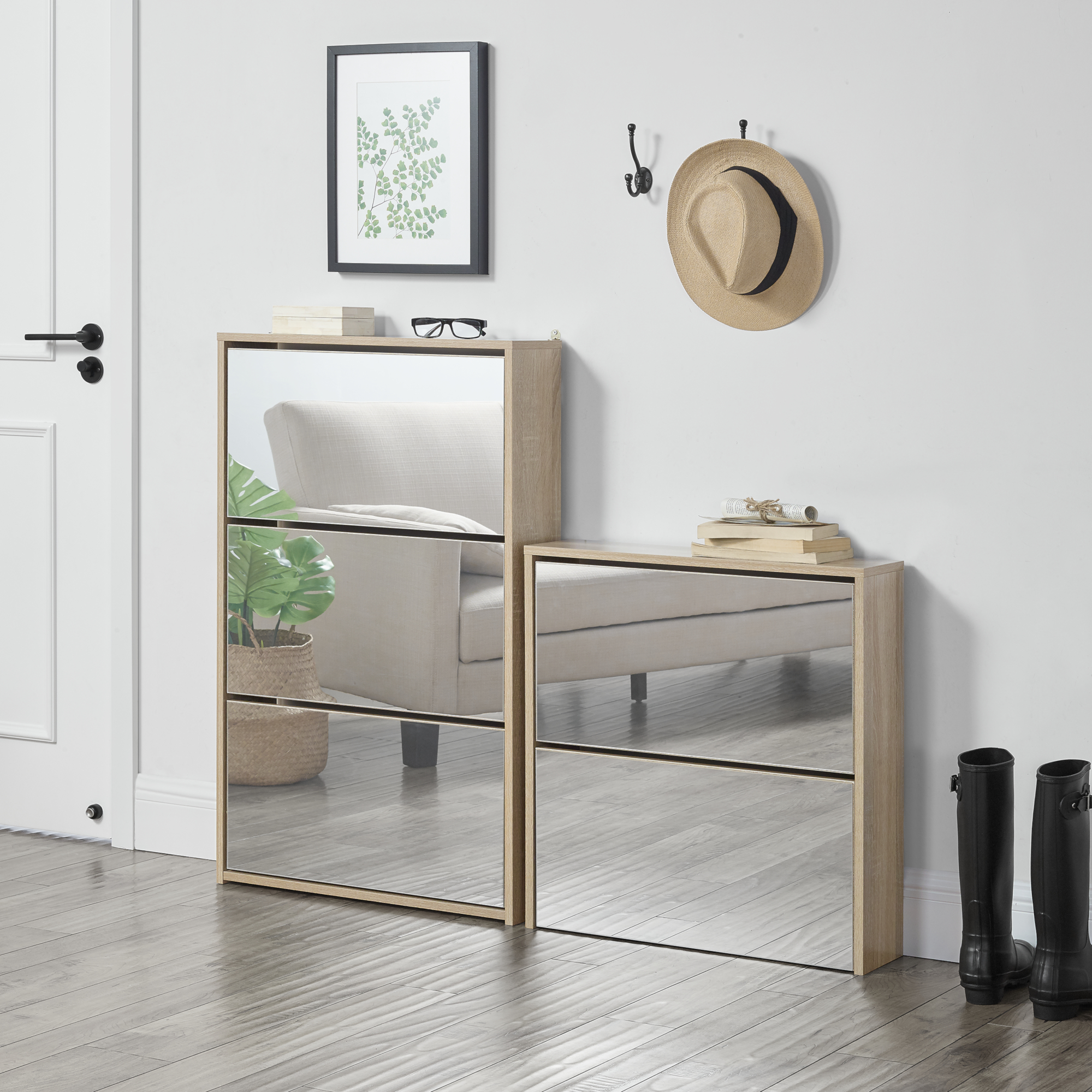 [en.casa] Schuhschrank Schuhkipper Verspiegelt Schrank