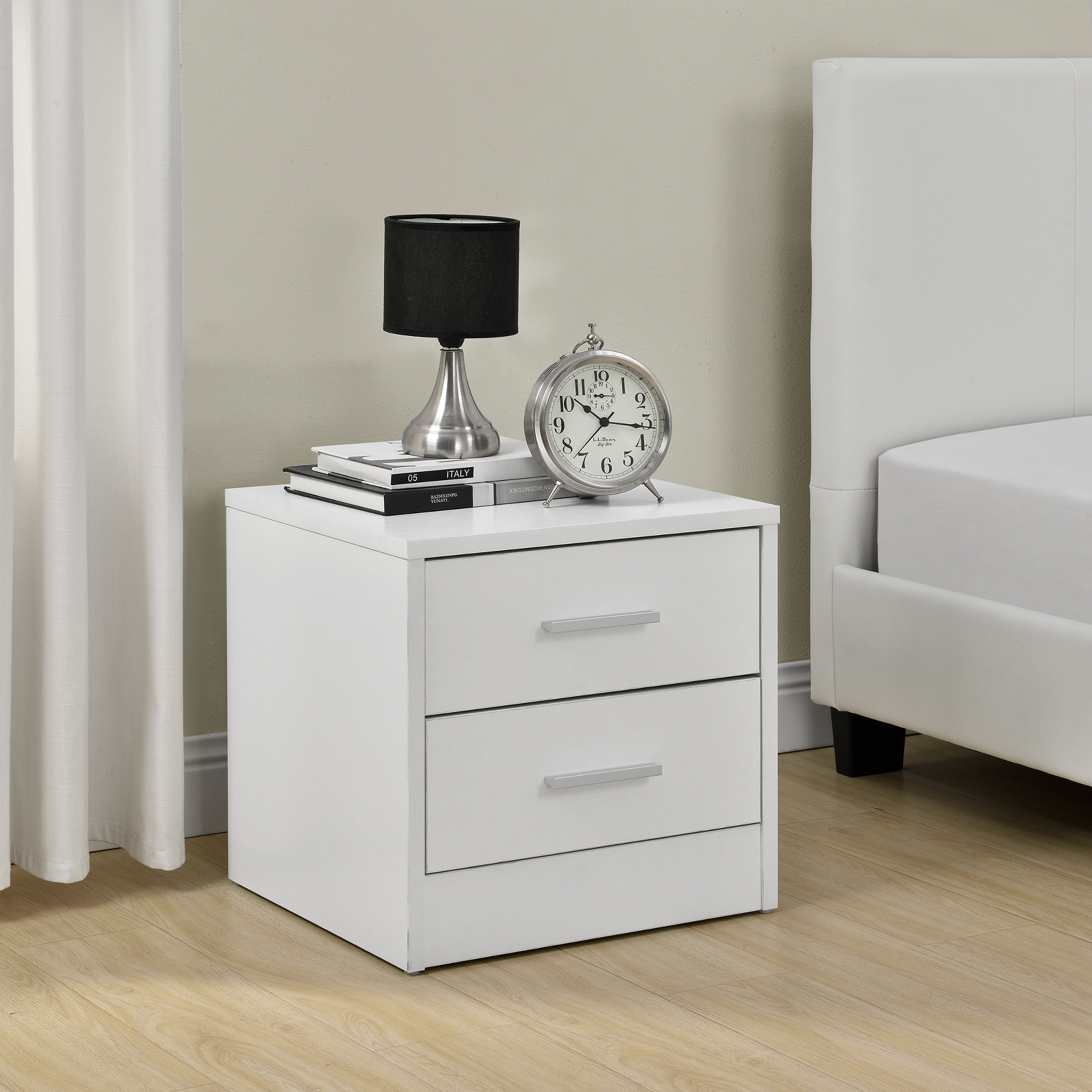 Comodino con 2 Cassetti 38 x 34 x 37 cm - Bianco [en.casa]