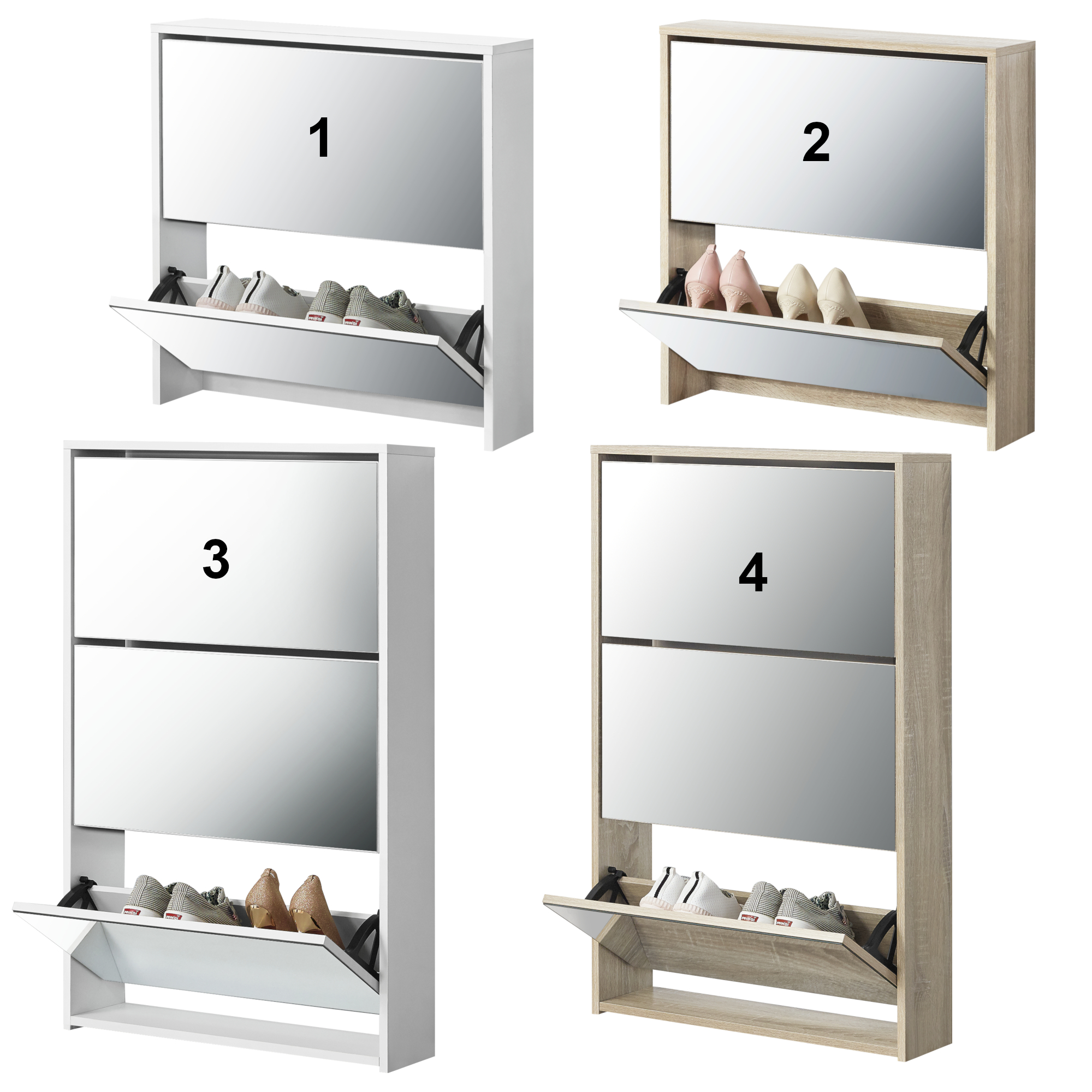 [en.casa] Schuhschrank Schuhkipper Verspiegelt Schrank