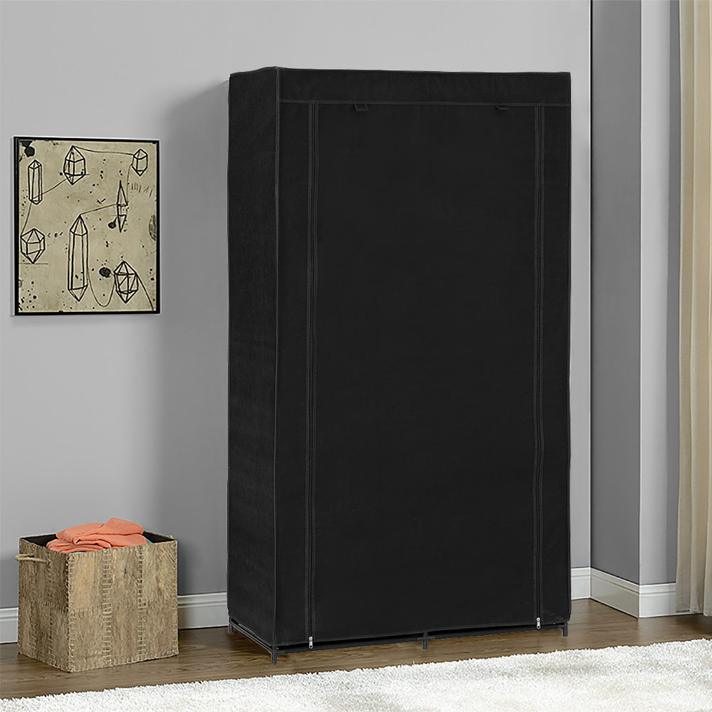Neu Holz Kleiderschrank 162x90 Schwarz Stoff Falt Schrank Wohnzimmer Garderobe Book Rack Home Furniture Diy Furniture Neu Holz Kleiderschrank 162x90 Schwarz Stoff Falt Schrank Wohnzimmer Garderobe Book Rack Home Furniture Diy Furniture