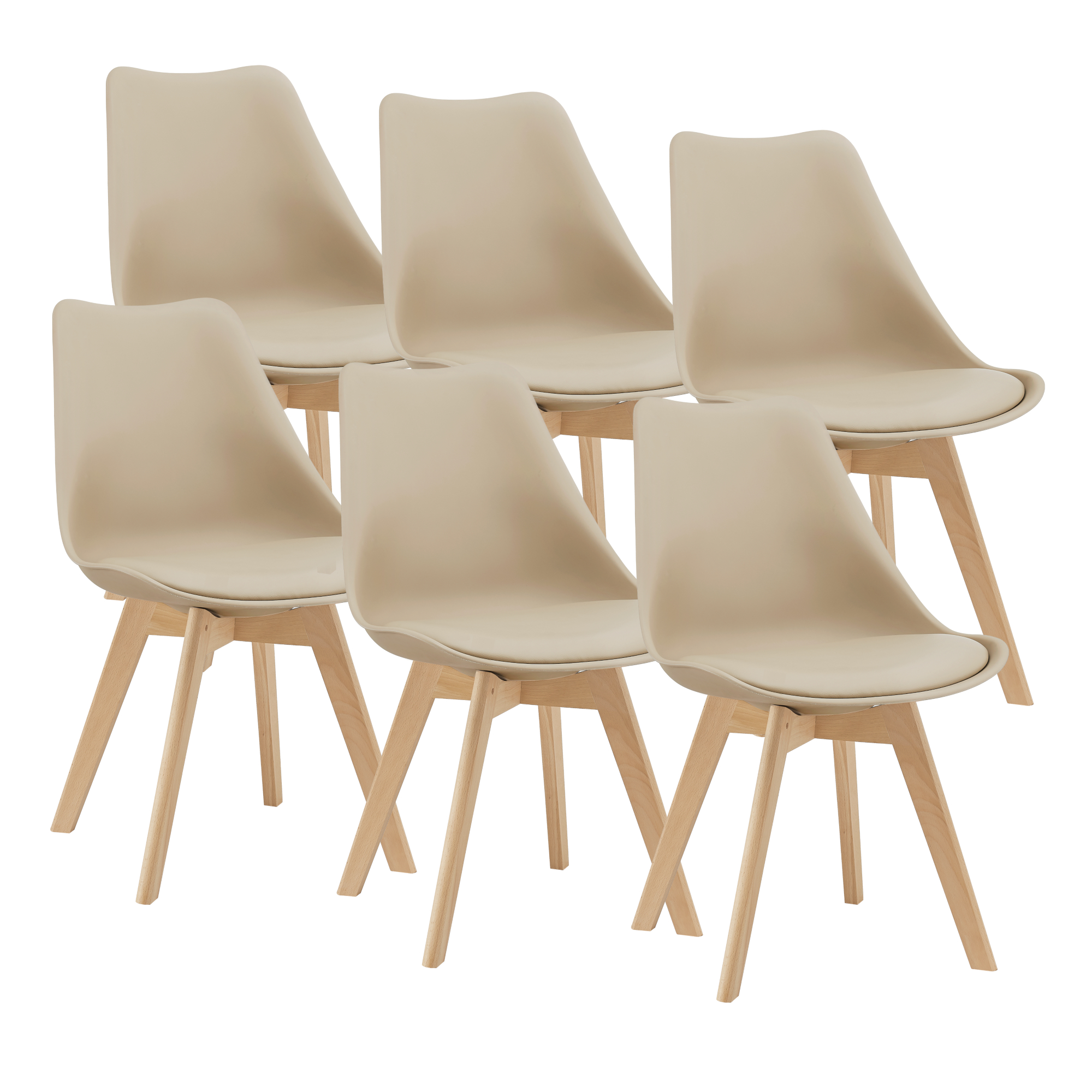 en.casa] 6x Esszimmerstuhl Bürostuhl Küchenstuhl Stuhl Stuhlset Stühle Beige