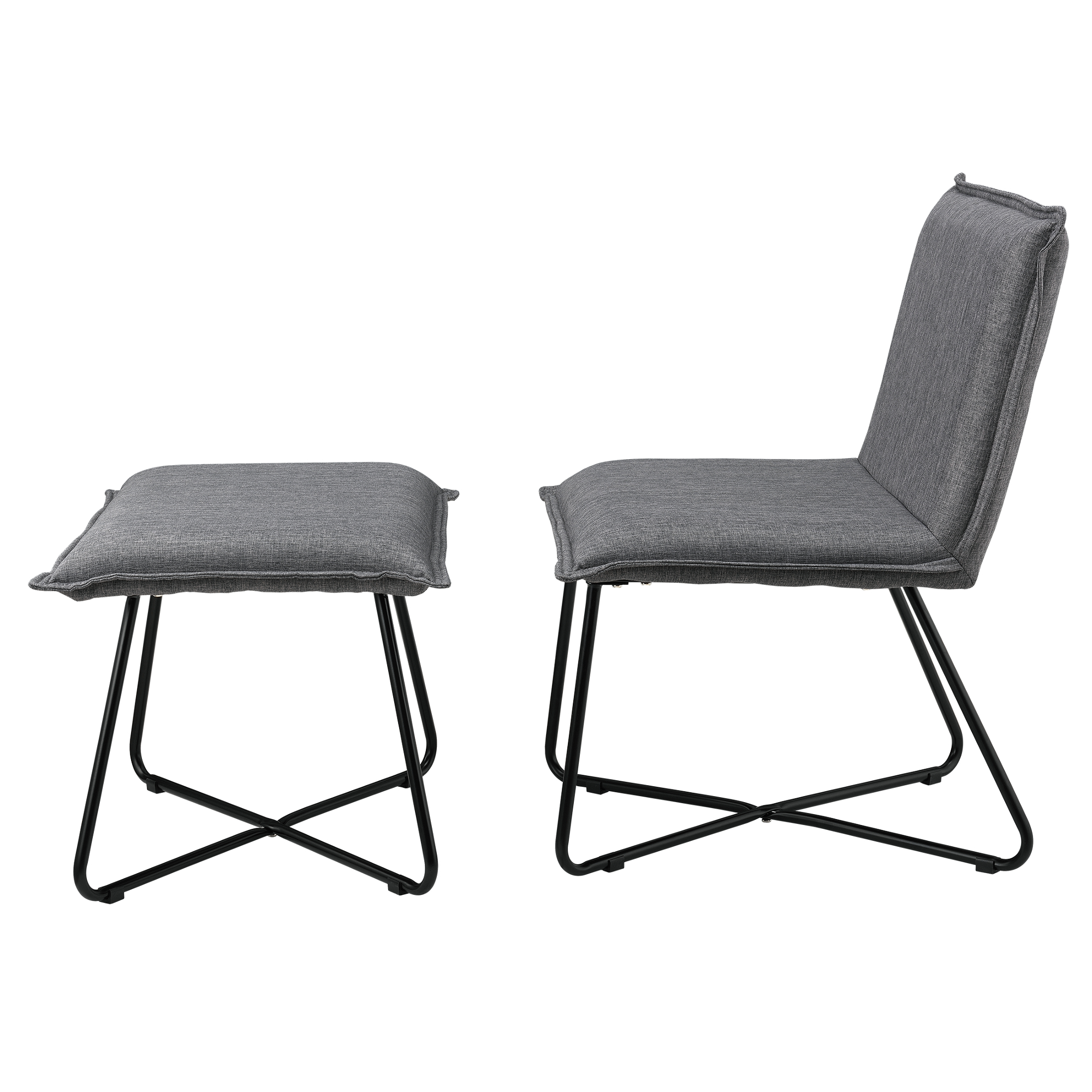 B-WARE Sessel mit Fußhocker Dunkelgrau Textil Hocker Fernsehsessel