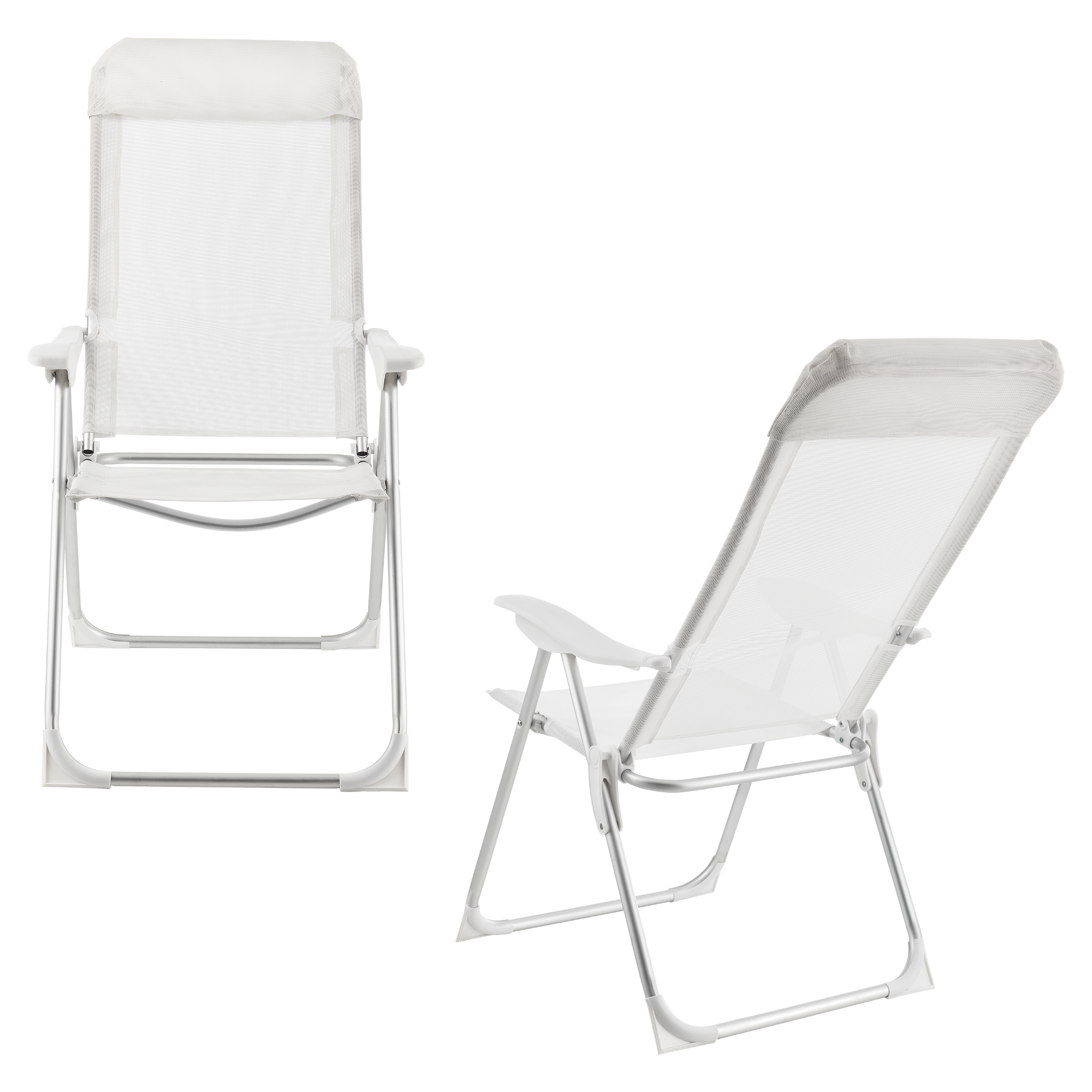 Casa Pro 2x Alu Garden Camping Picnic Chair Collapsible Aluminium White